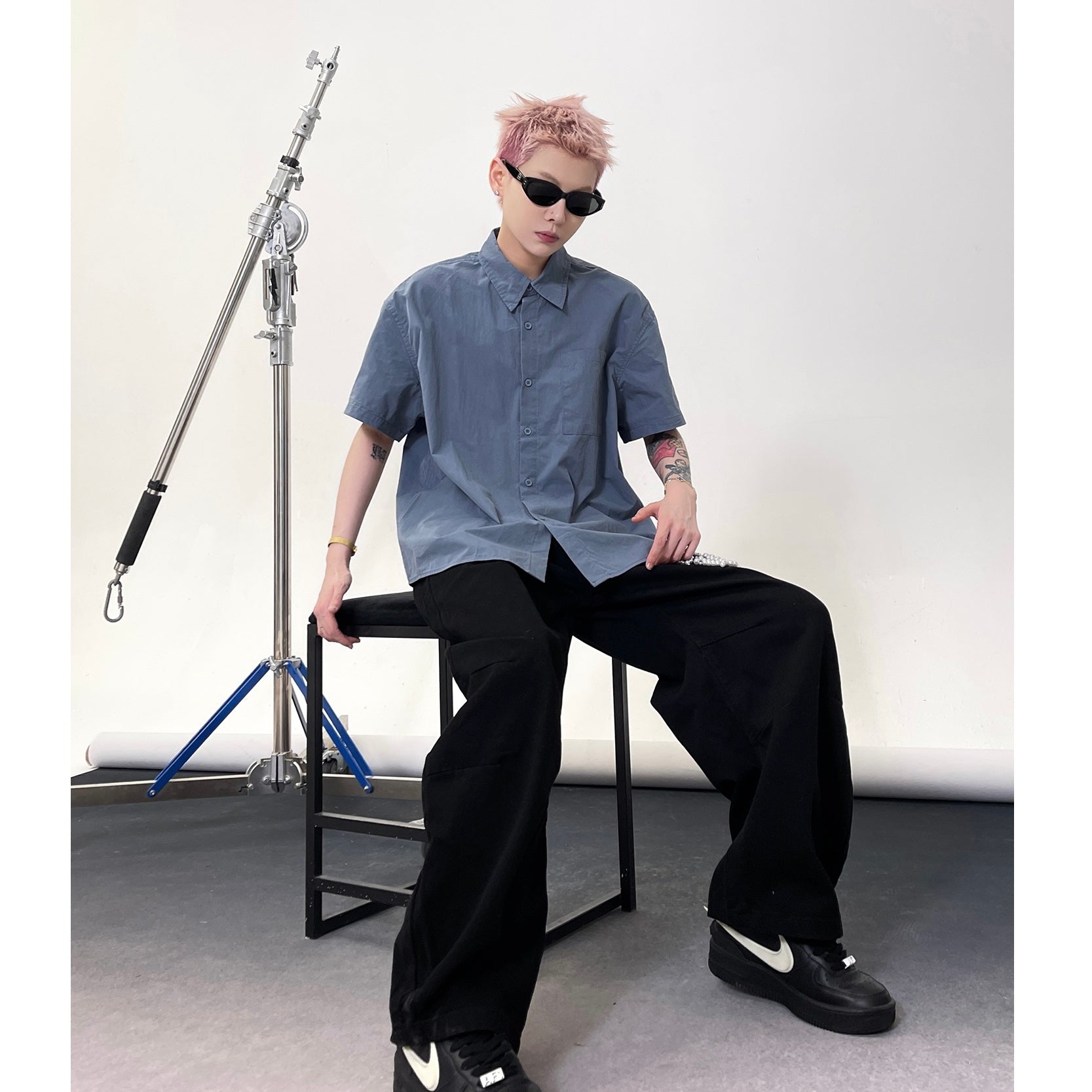 Solid Color Short Sleeve Shirt EAT135
