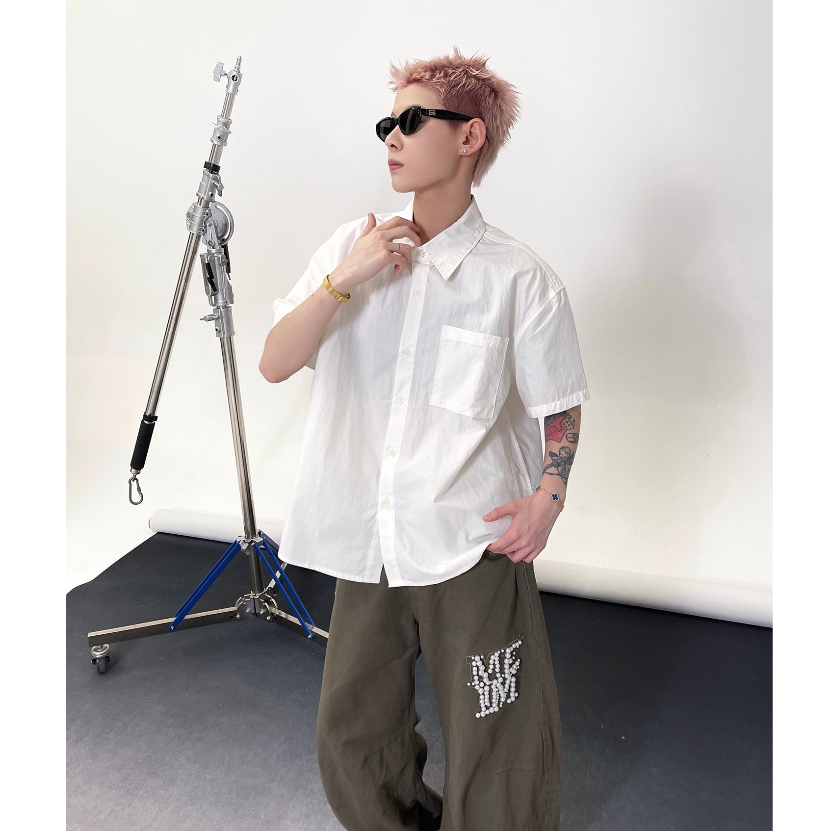 Solid Color Short Sleeve Shirt EAT135