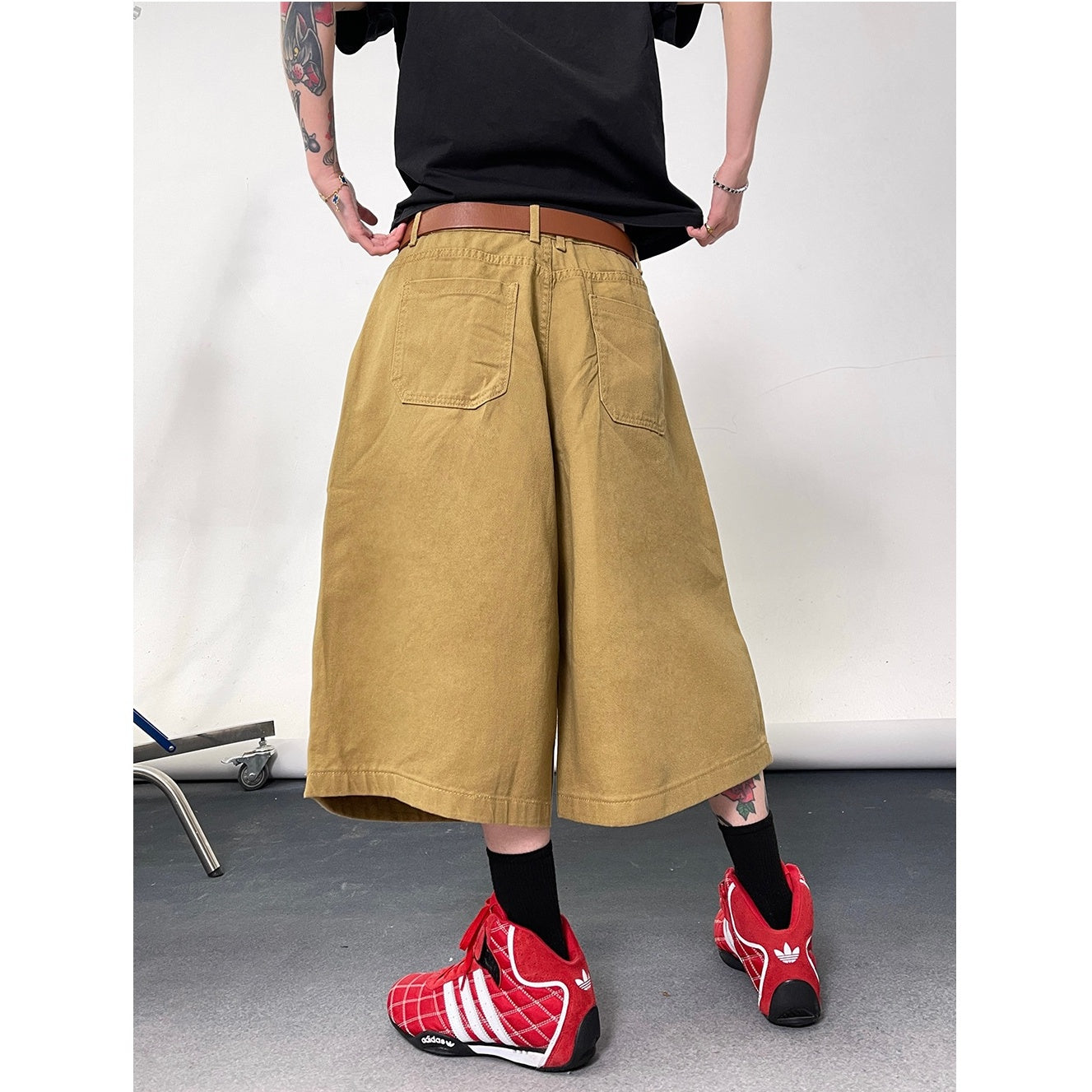 Washed Wide-leg Work Cropped Pants EAT118