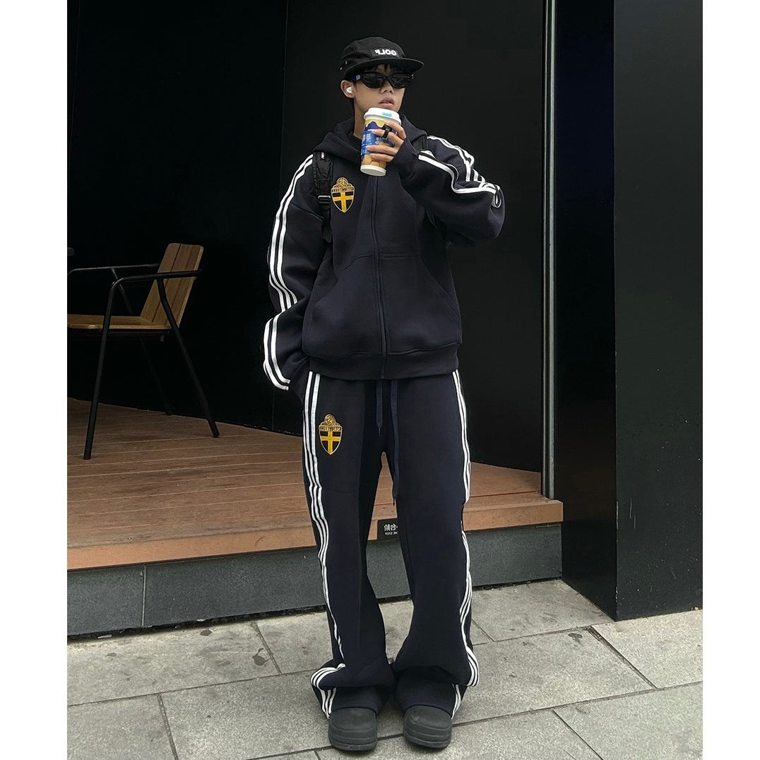 【上下別売り】Three-Bar Loose Casual Zip-up Hooded Parka ＆ Sweat Pants MB7167