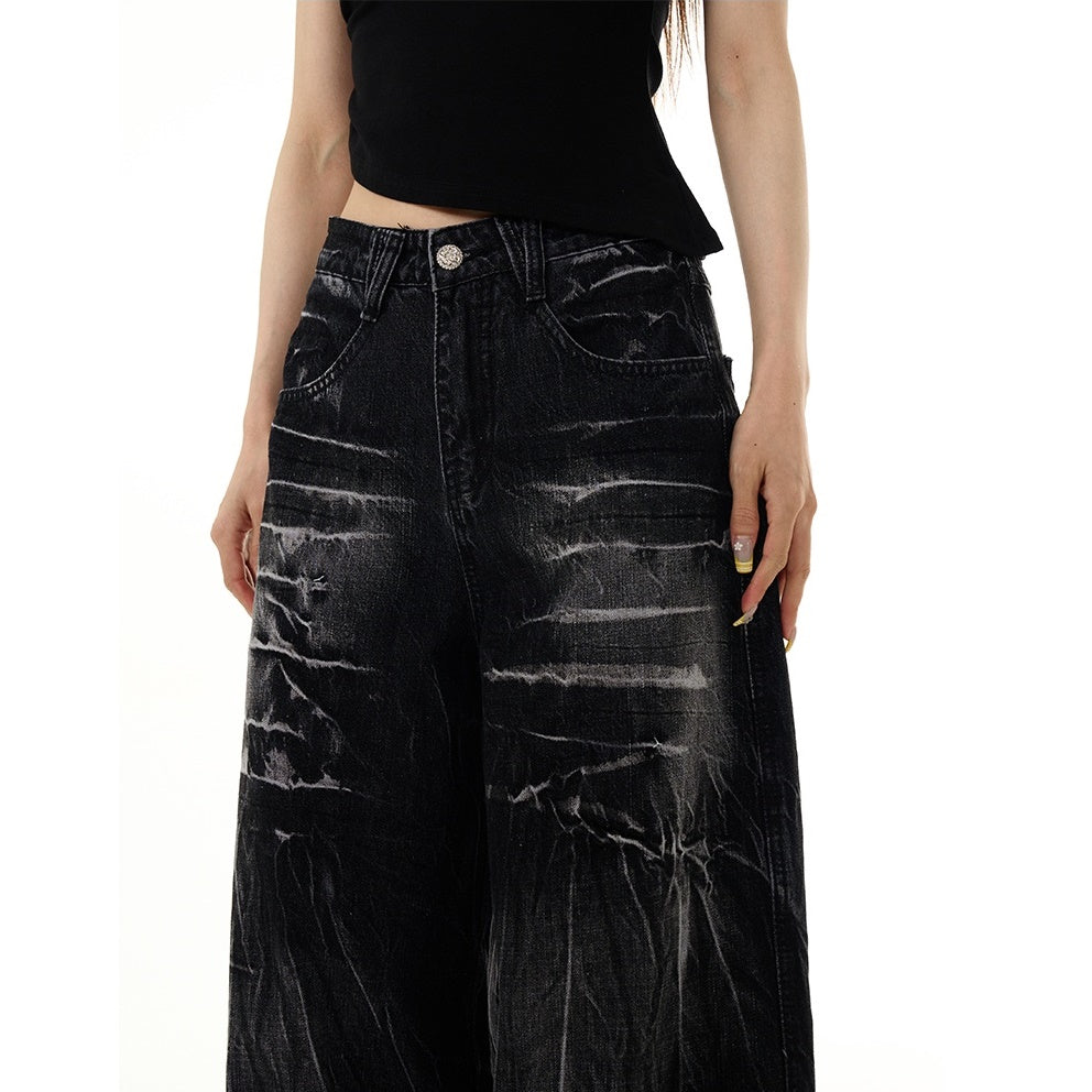 Lightning Pattern Wide-leg Buggy Jeans MB7018