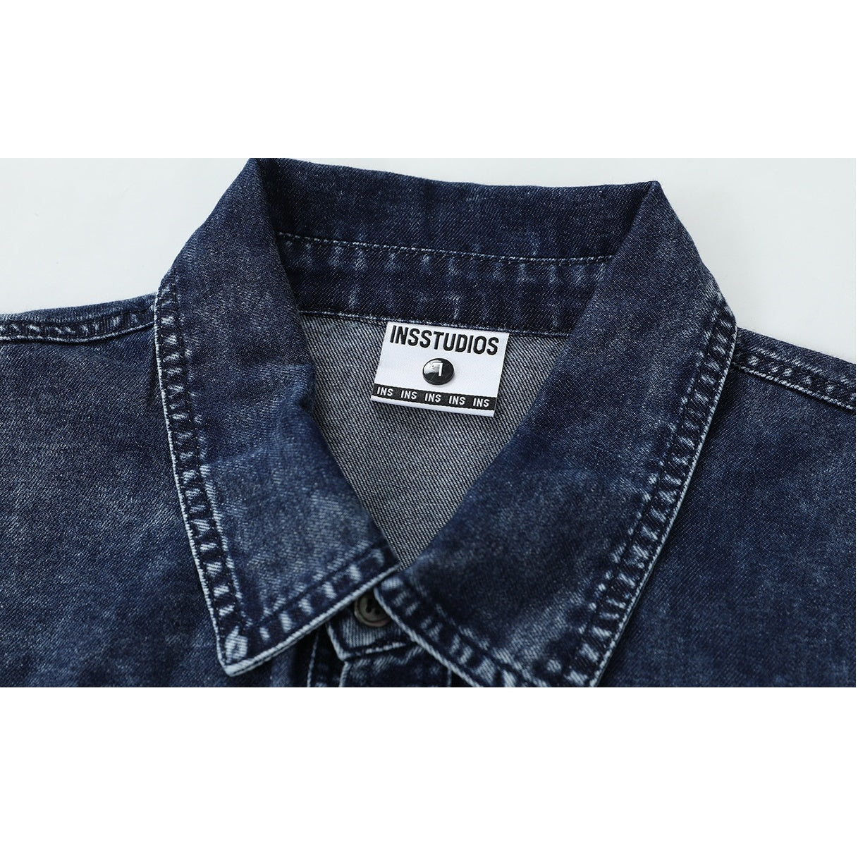 Embroidered Logo Loose Wash Denim Shirt IN7027