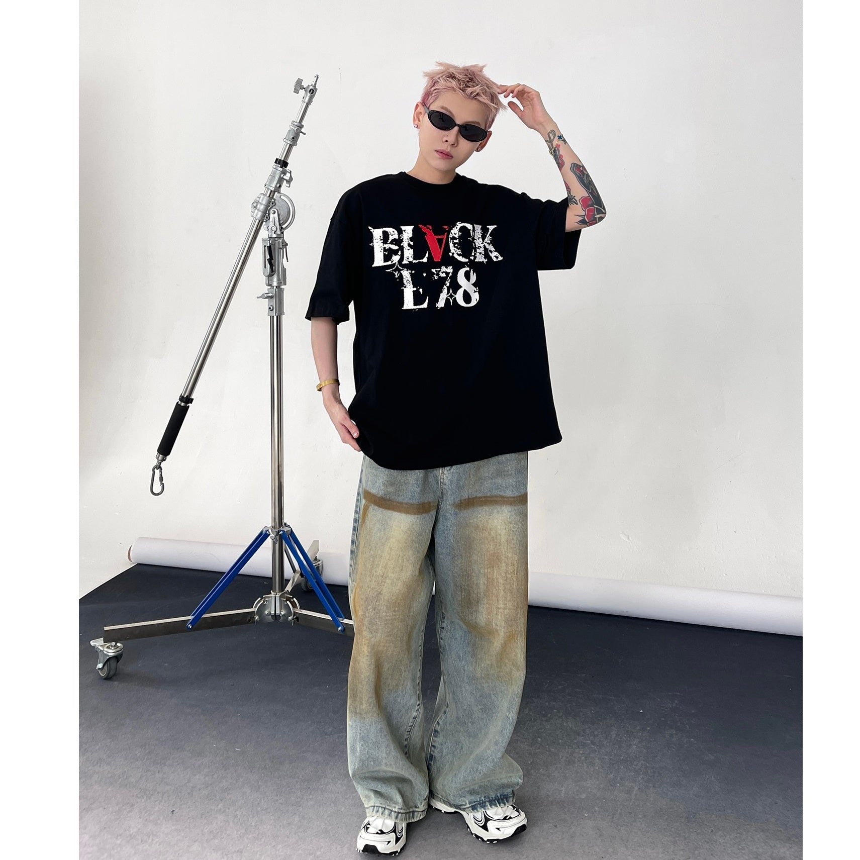 Rubbing Letter Print T-shirt EAT128