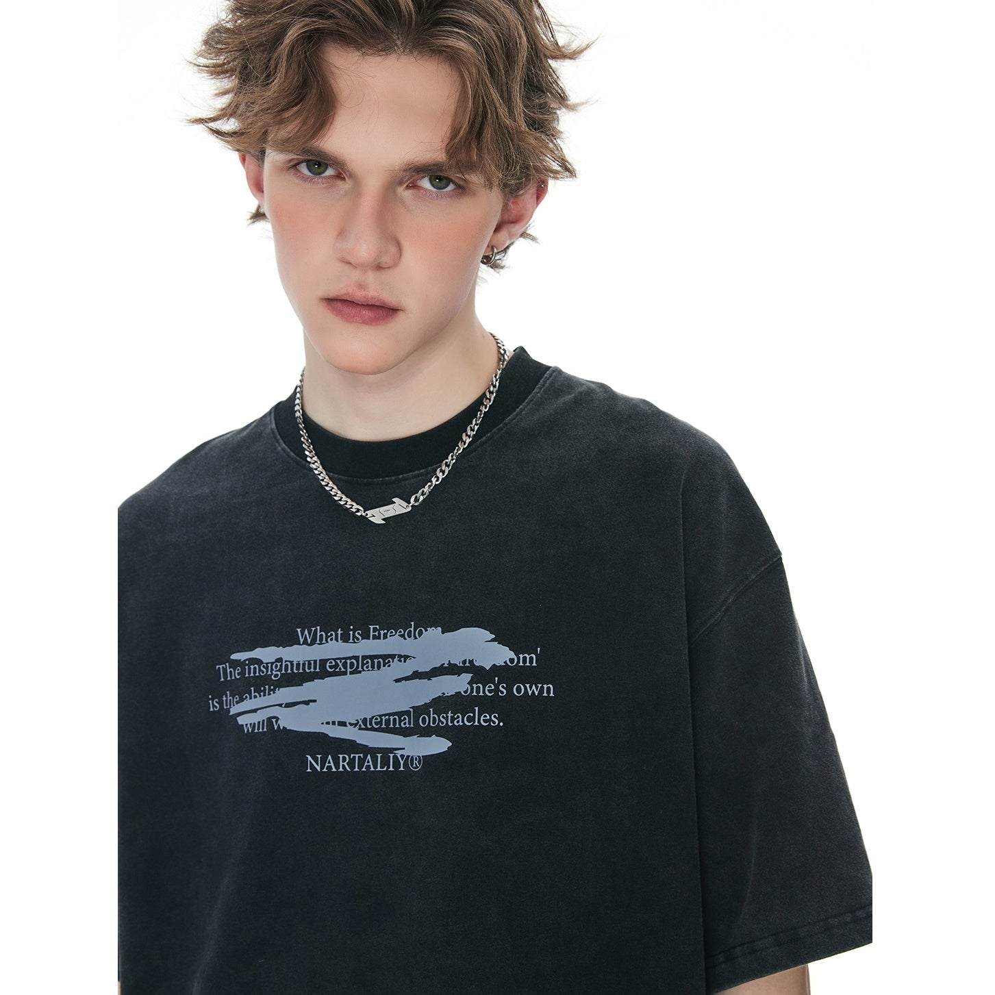 Distressed Tide Altered Letters Print T-shirt NA003