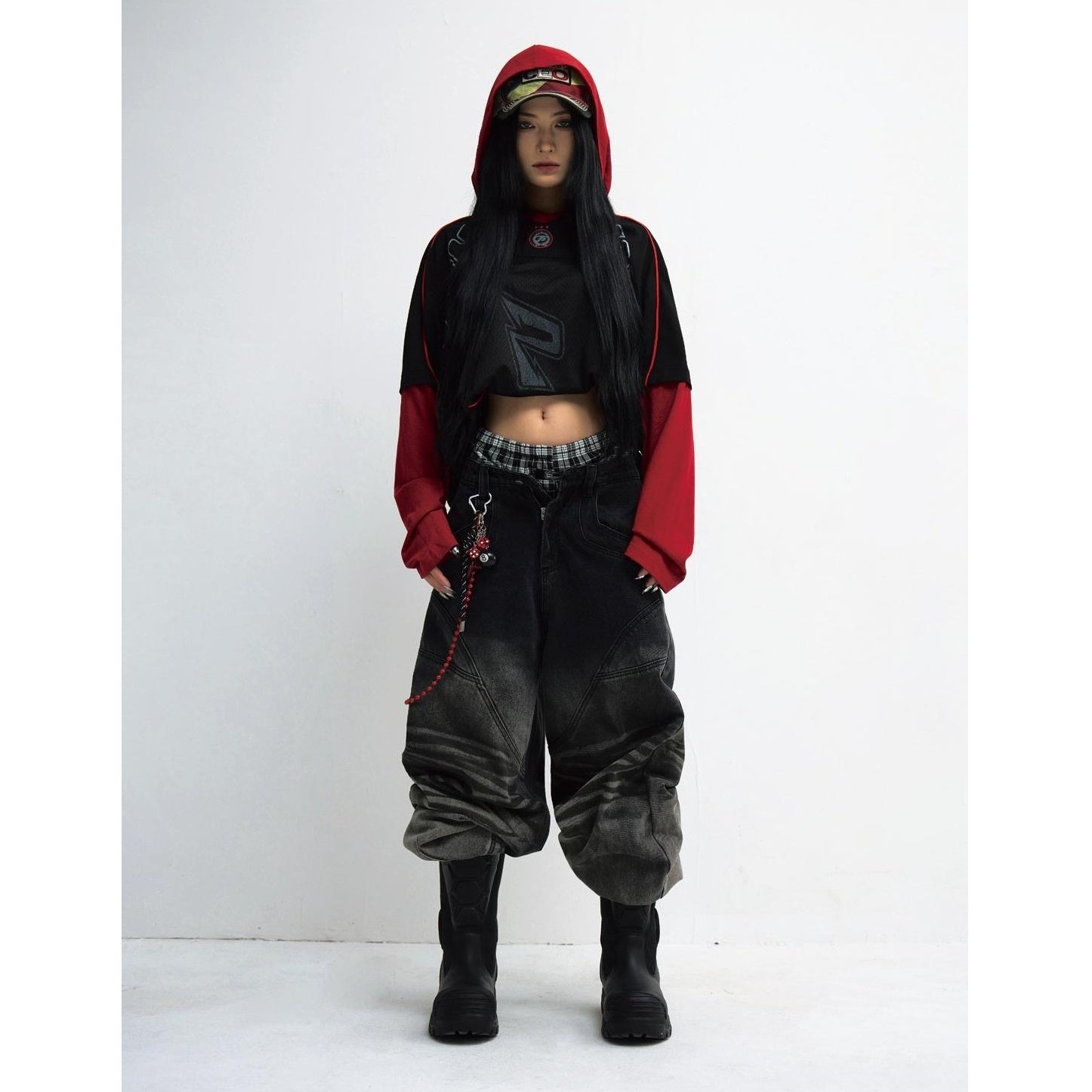 Fake Two-piece Long-sleeved Hooded T-shirt MB7320