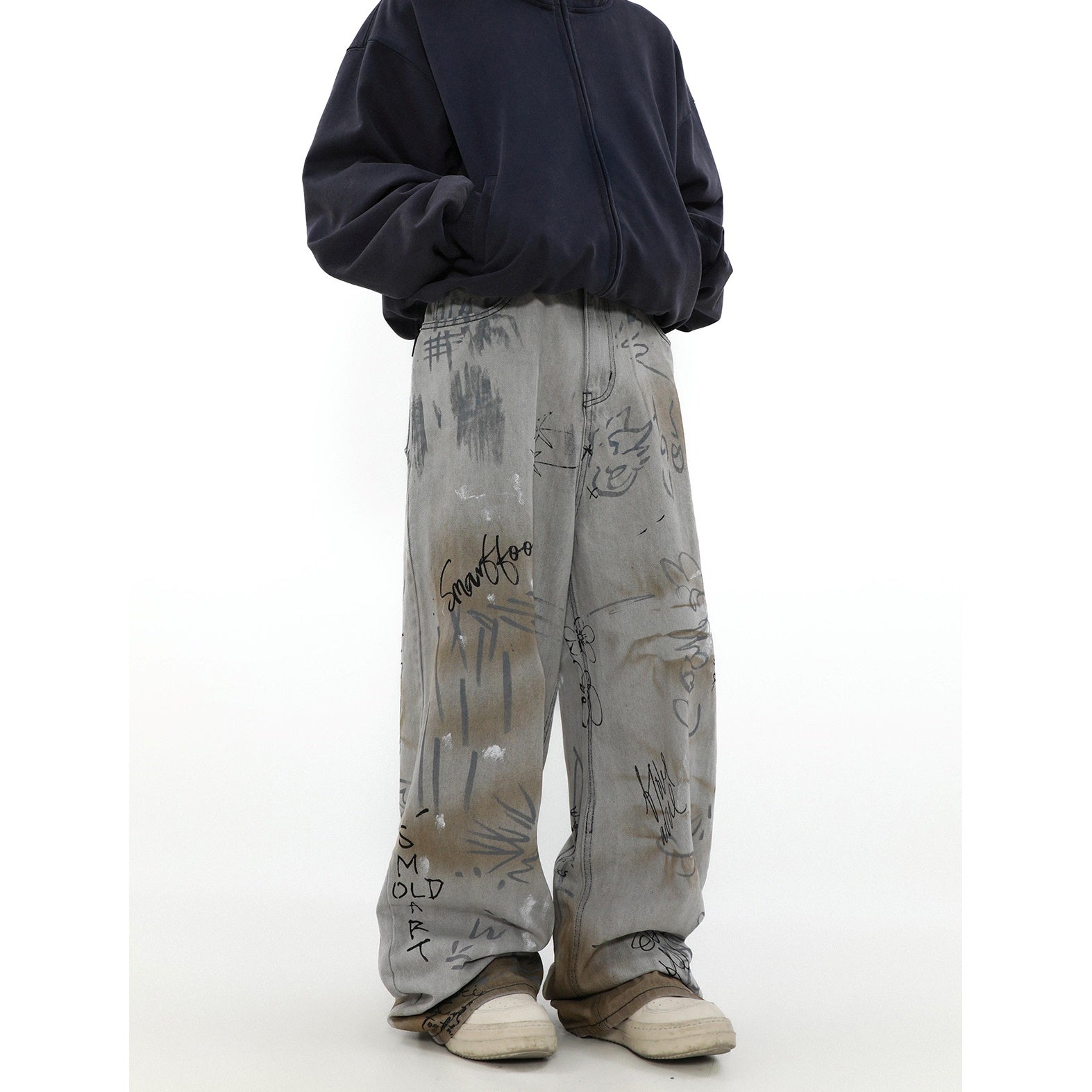 Graffiti Design Straight-leg Loose Jeans MR029