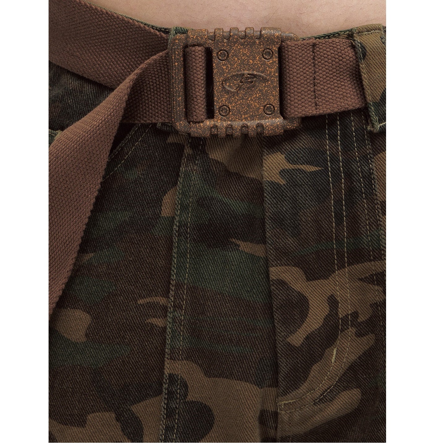 Camouflage Raw-Edged Loose Cargo Cropped Pants MB7025