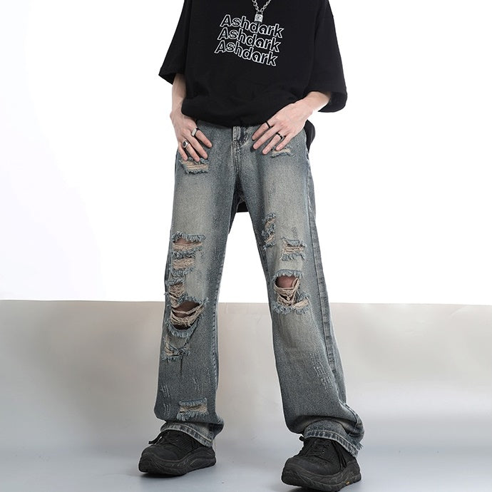 Ripped Loose Straight Jeans MB7008