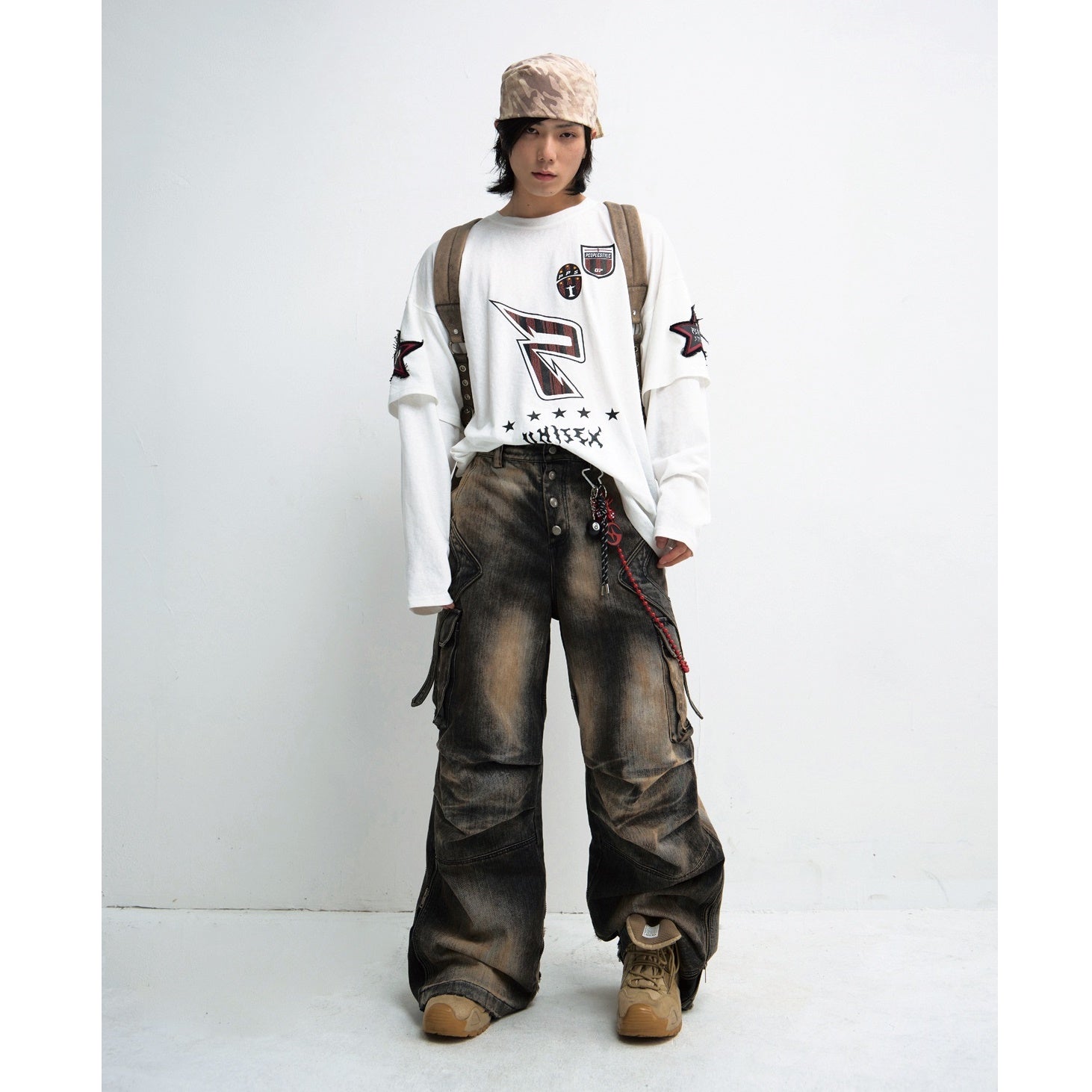 Racing Embroidery Fake Two Long Sleeve T-Shirts MB7319