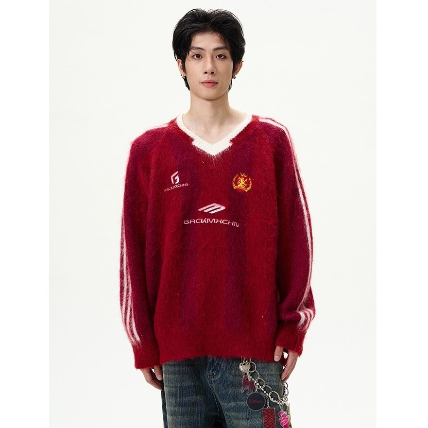 Embroidered Letter Line Sleeve Sweater MB7097