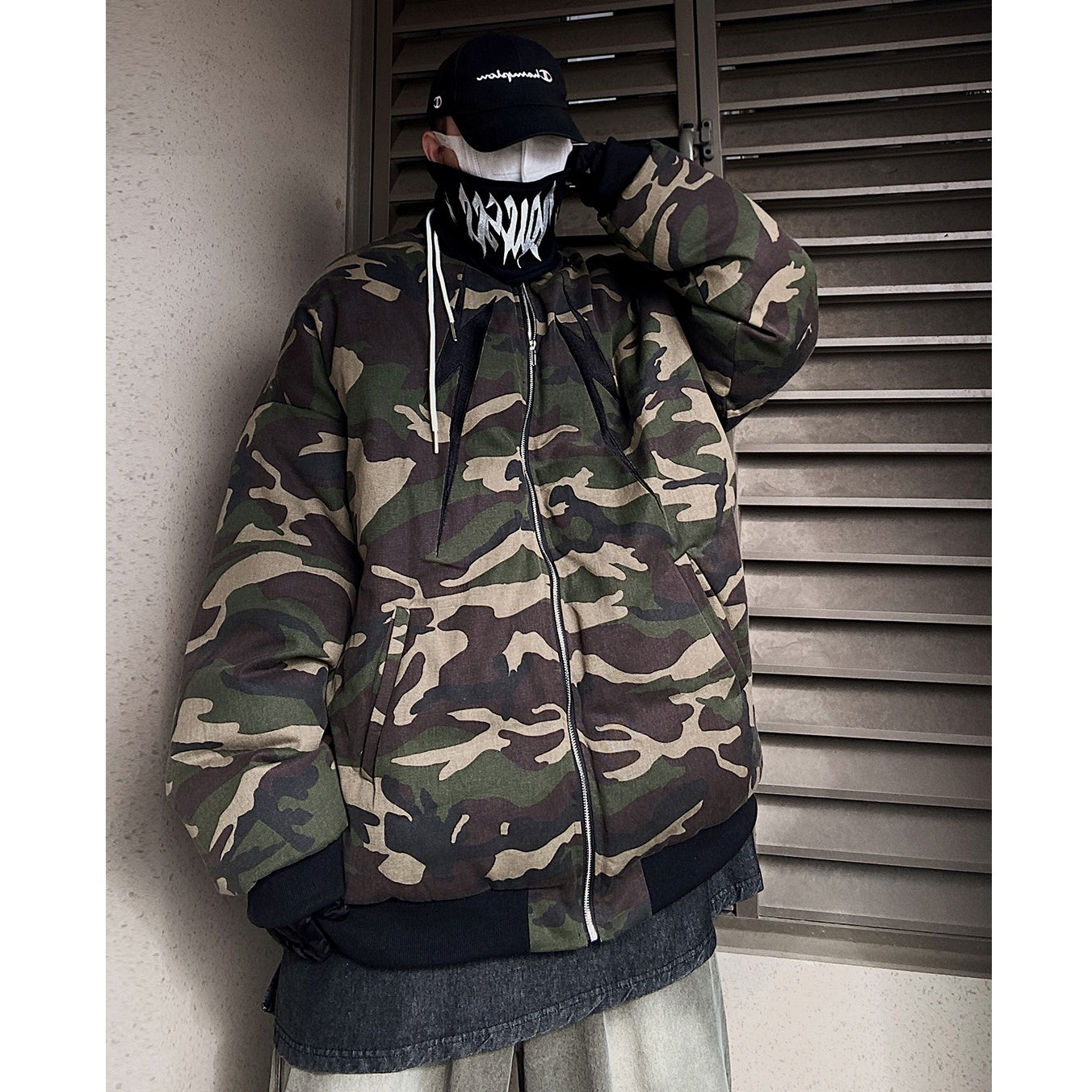 Camouflage Loose Baseball Padded Jacket UU7016