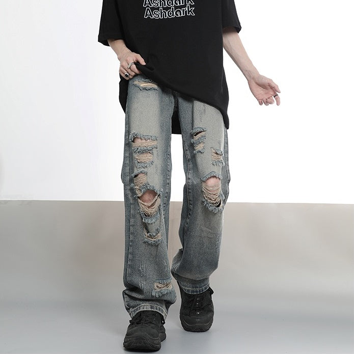 Ripped Loose Straight Jeans MB7008