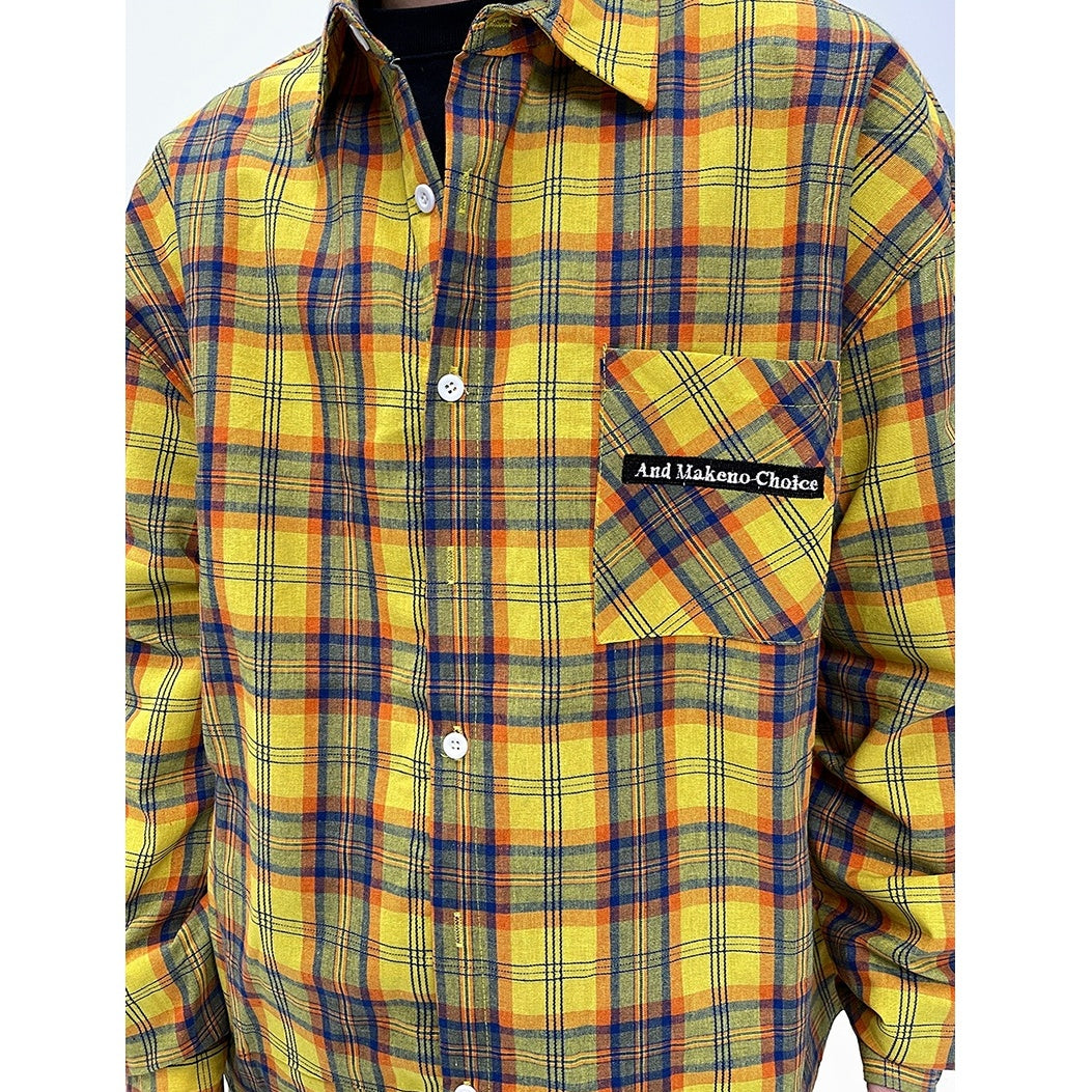 Embroidery Plaid Long Sleeve Shirt EAT073