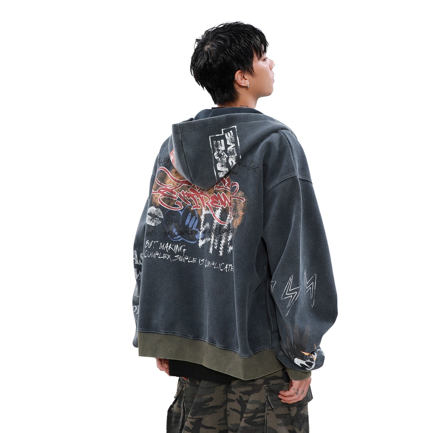 Street Graffiti Zip Hooded Parka MB7082