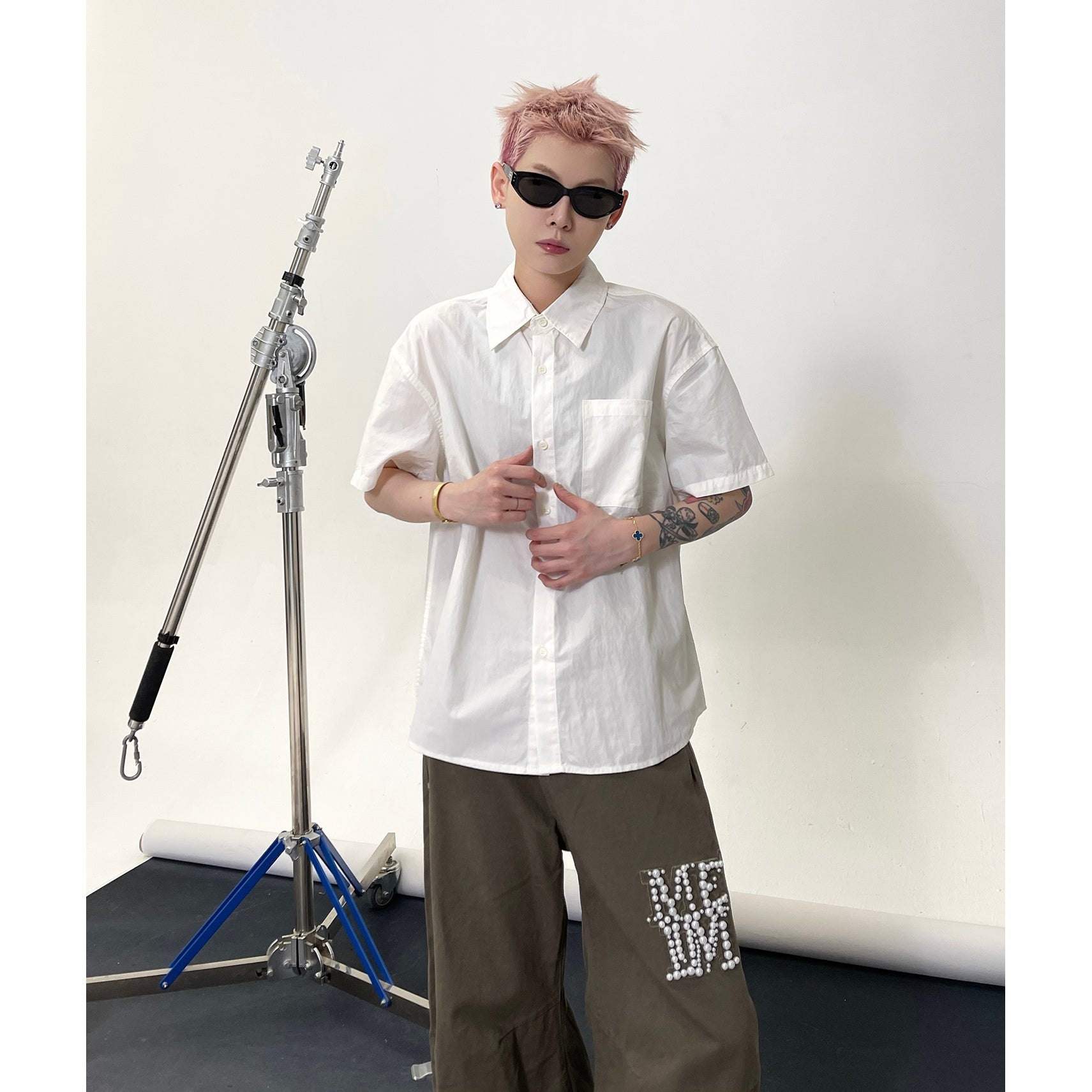 Solid Color Short Sleeve Shirt EAT135