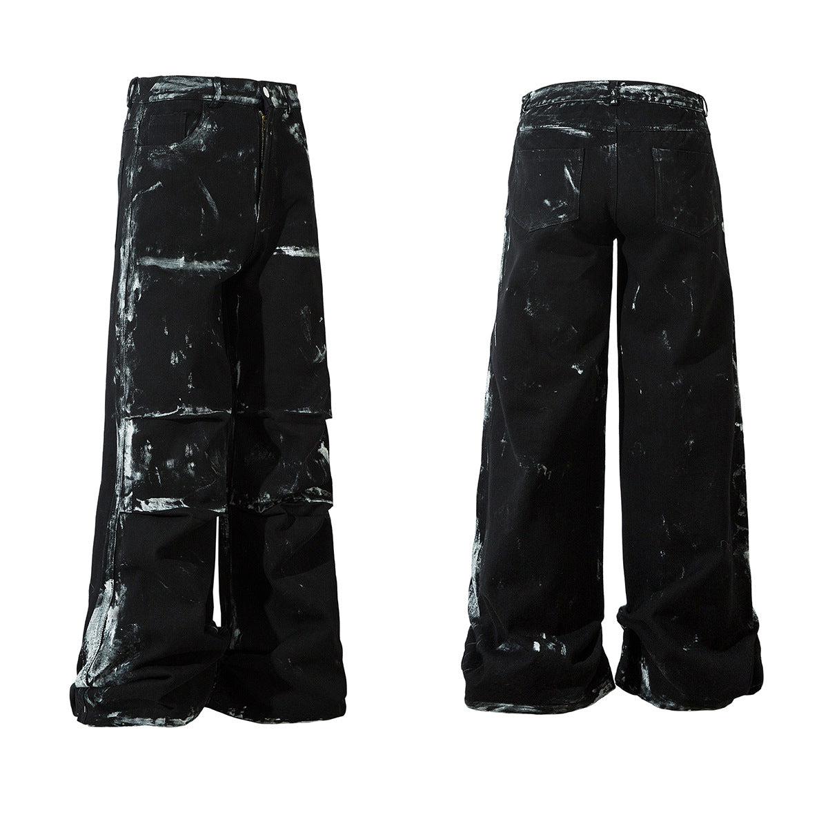 Hand-Painted Pleated Design Casual Pants MB7236