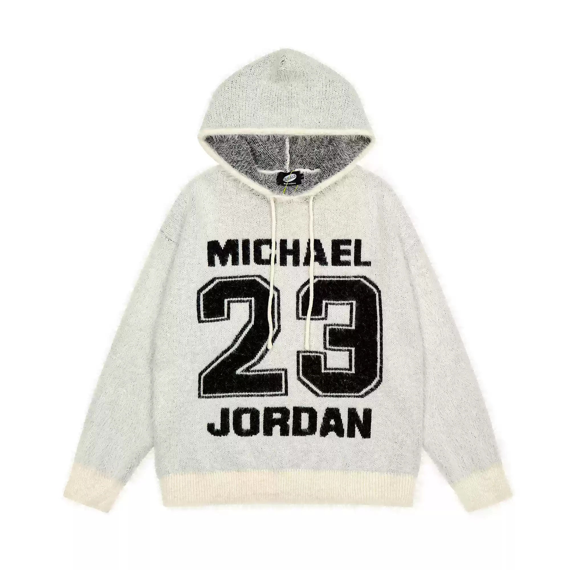 Sporty Alphabet Shaggy Knitted Hoodie MB7214