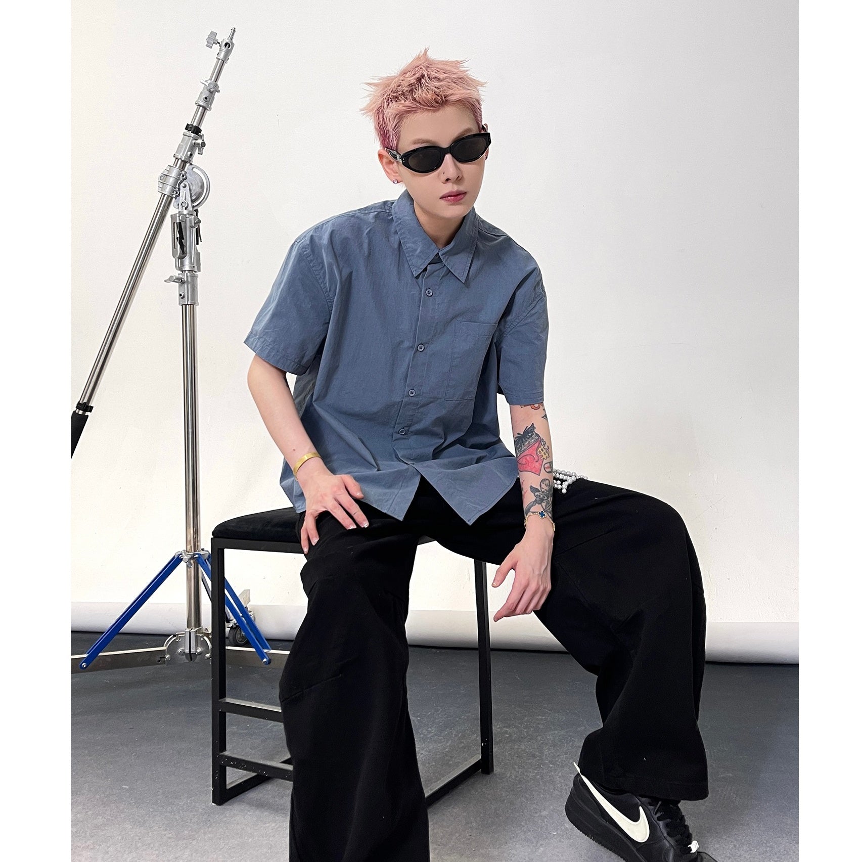 Solid Color Short Sleeve Shirt EAT135