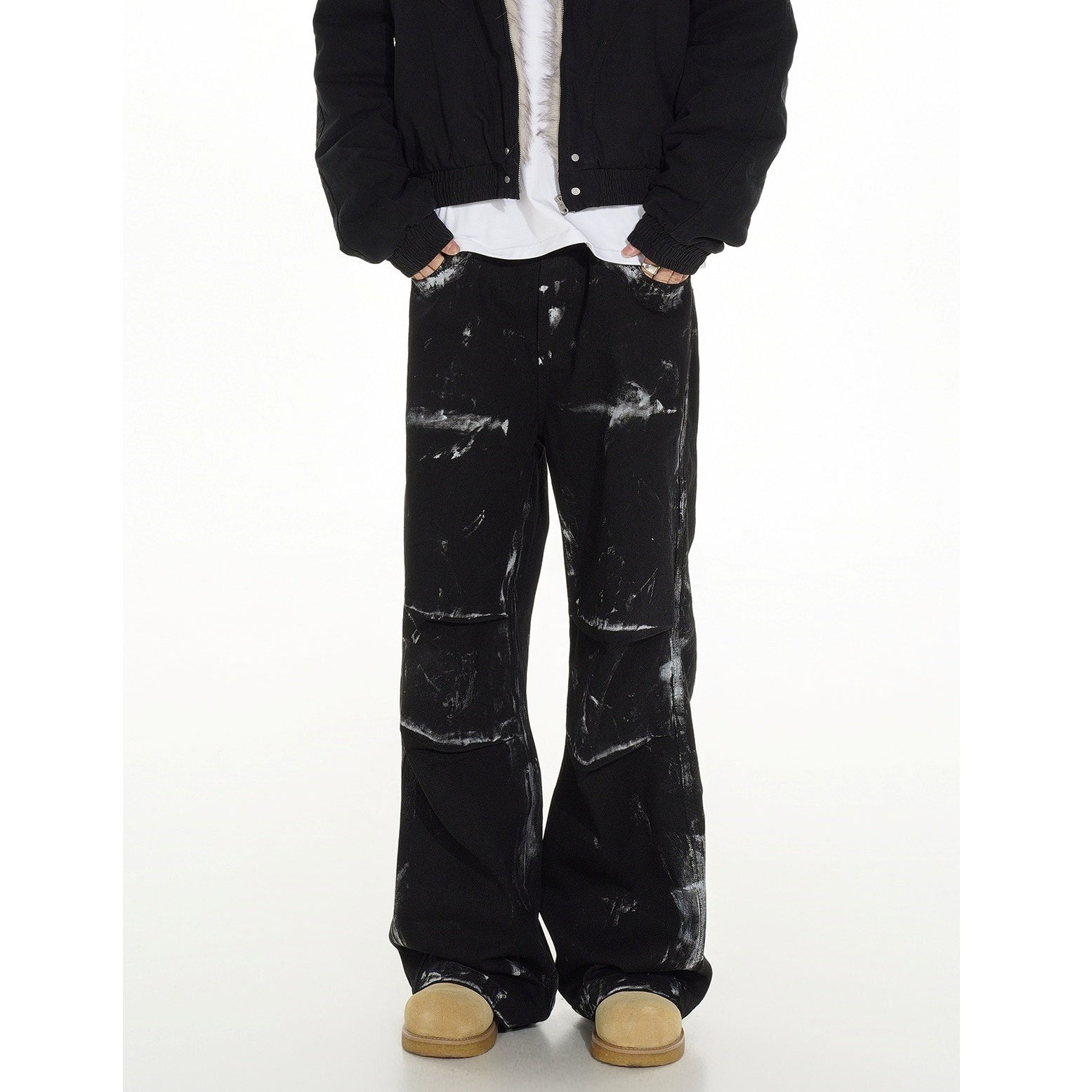 Hand-Painted Pleated Design Casual Pants MB7236