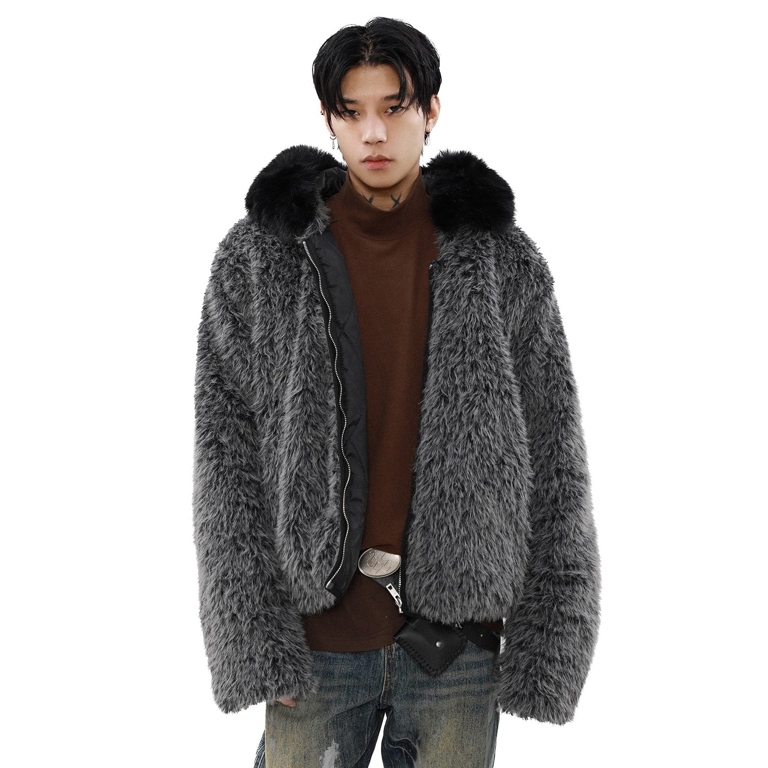 Detachable Fur Collar Fake Fur Jacket MB7298