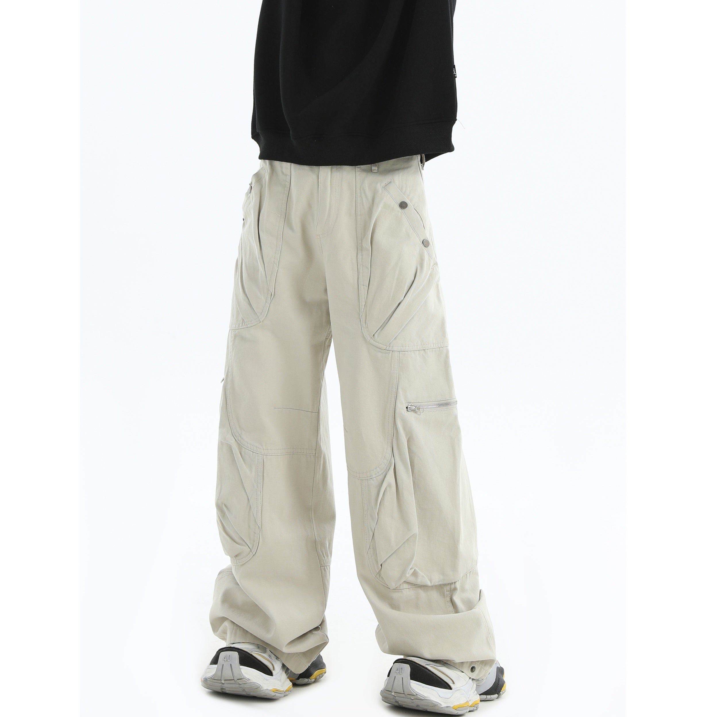 Zipper Multi-Pocket Loose Cargo Pants IN7049