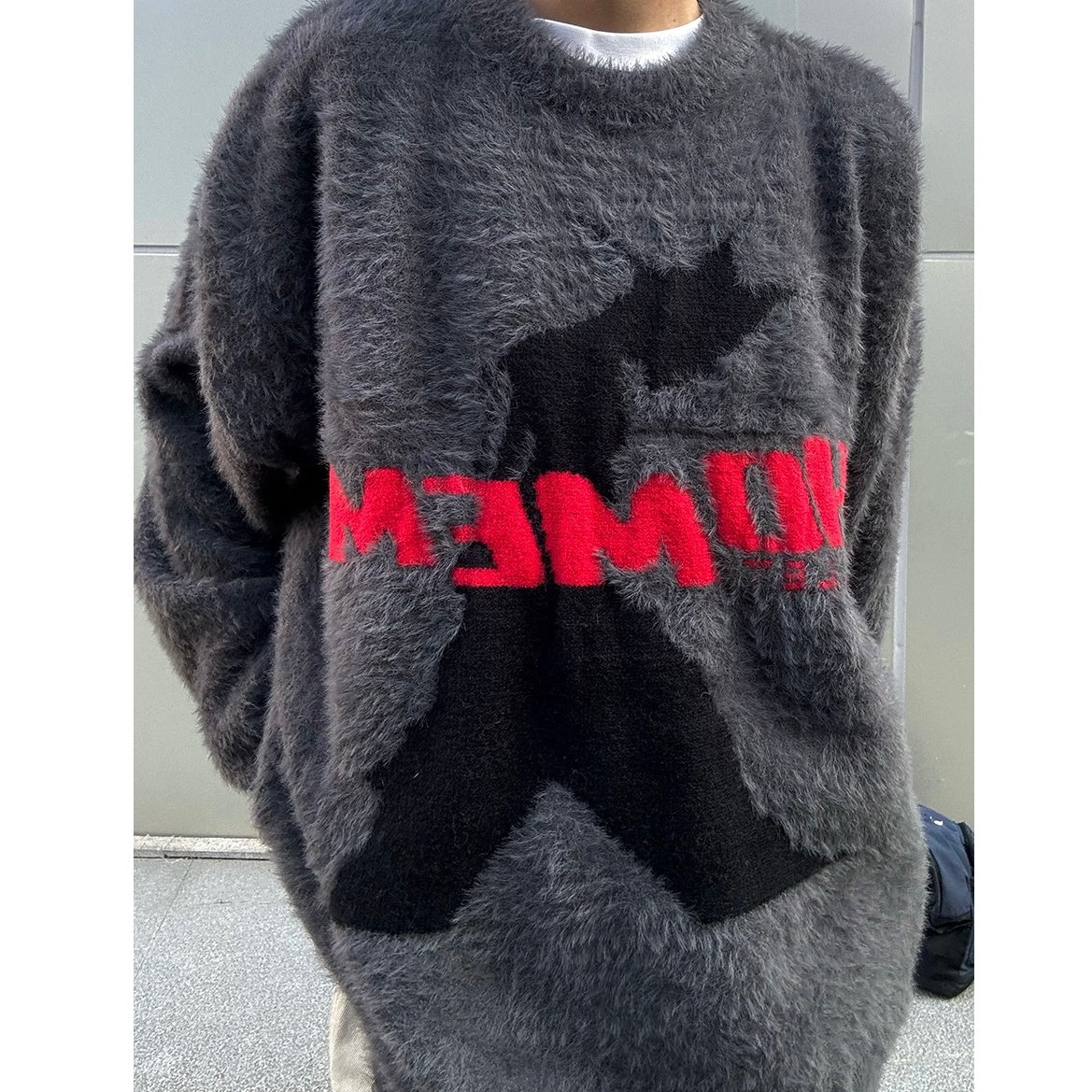 Street Pedestrian Letter Jacquard Loose Sweater MB7133