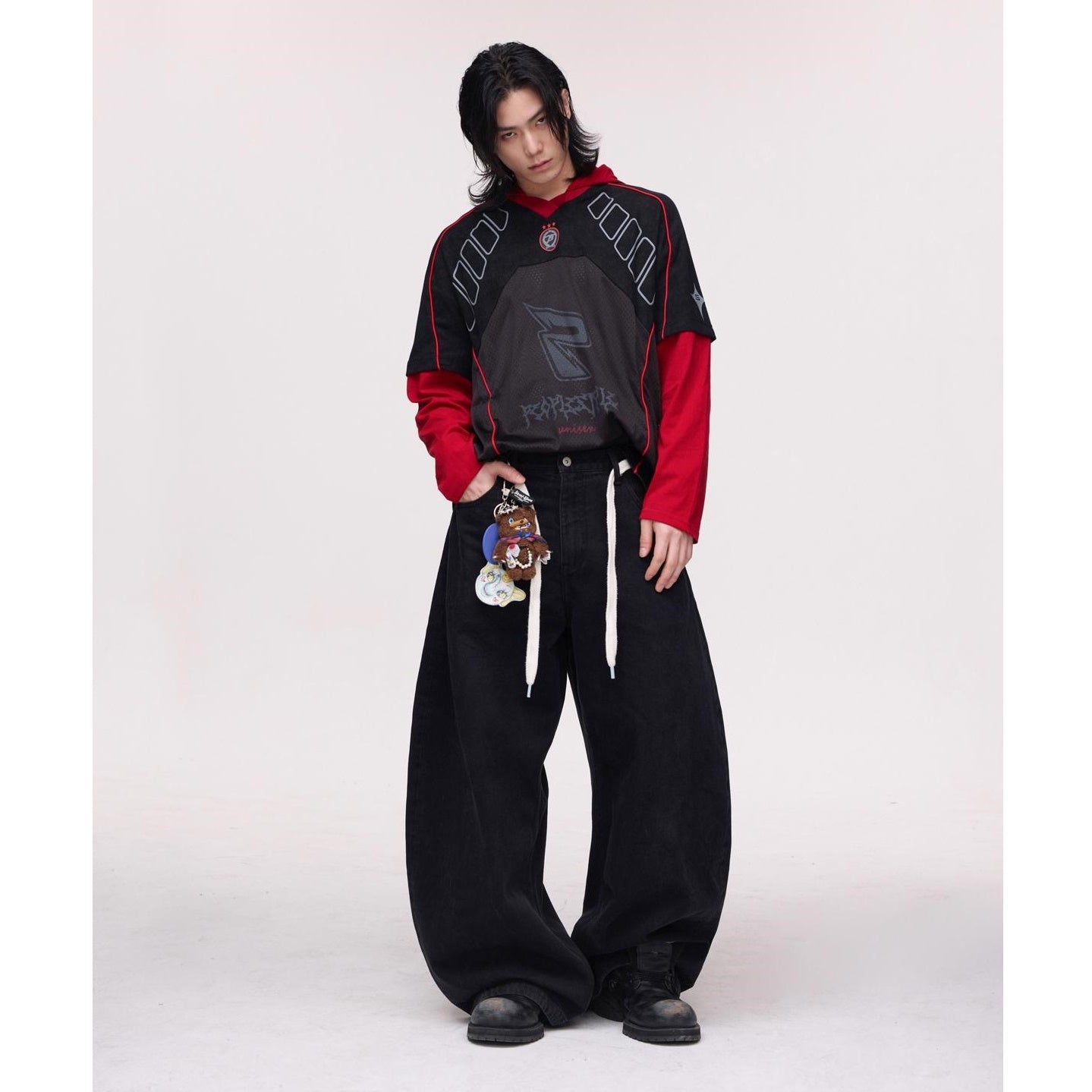 Fake Two-piece Long-sleeved Hooded T-shirt MB7320