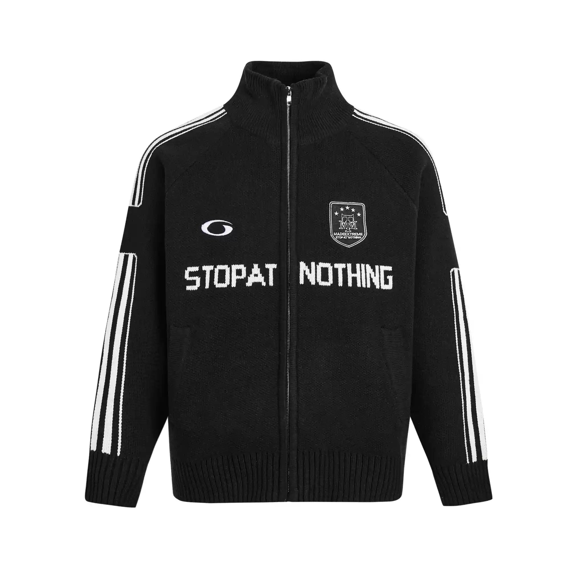 Letter Embroidered Three-bar Knitted Zipper Jacket MB7211