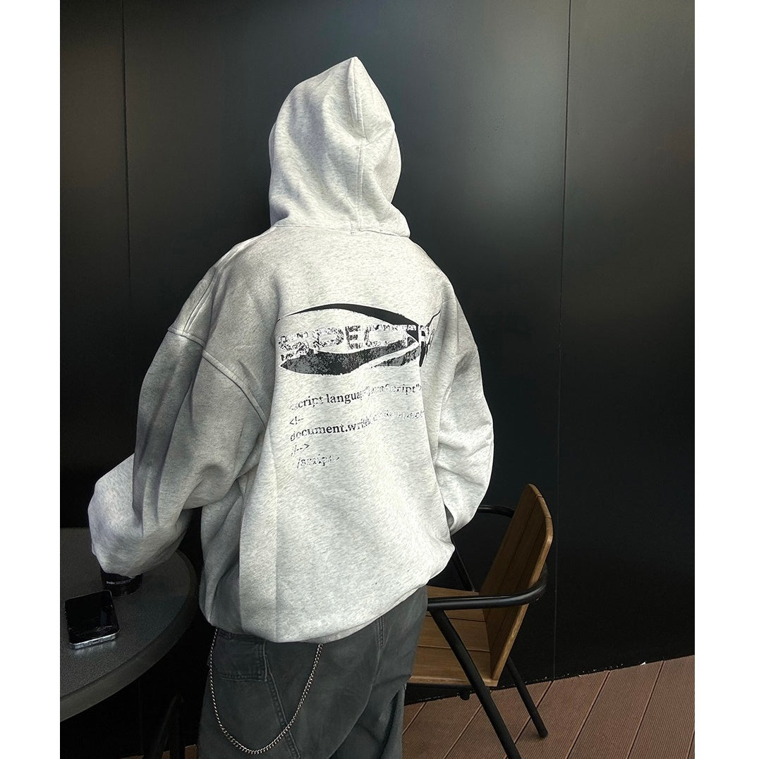 Dirty Spray Lettered Zip-Up Hooded Sweat MB7075