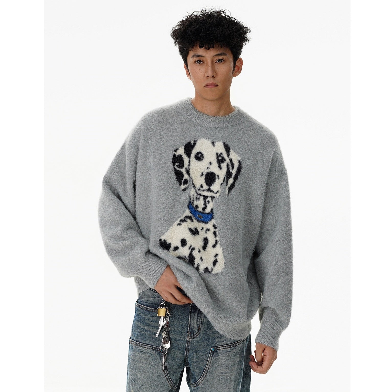 Dalmatian Jacquard Fluffy Knitted Sweater MB7282