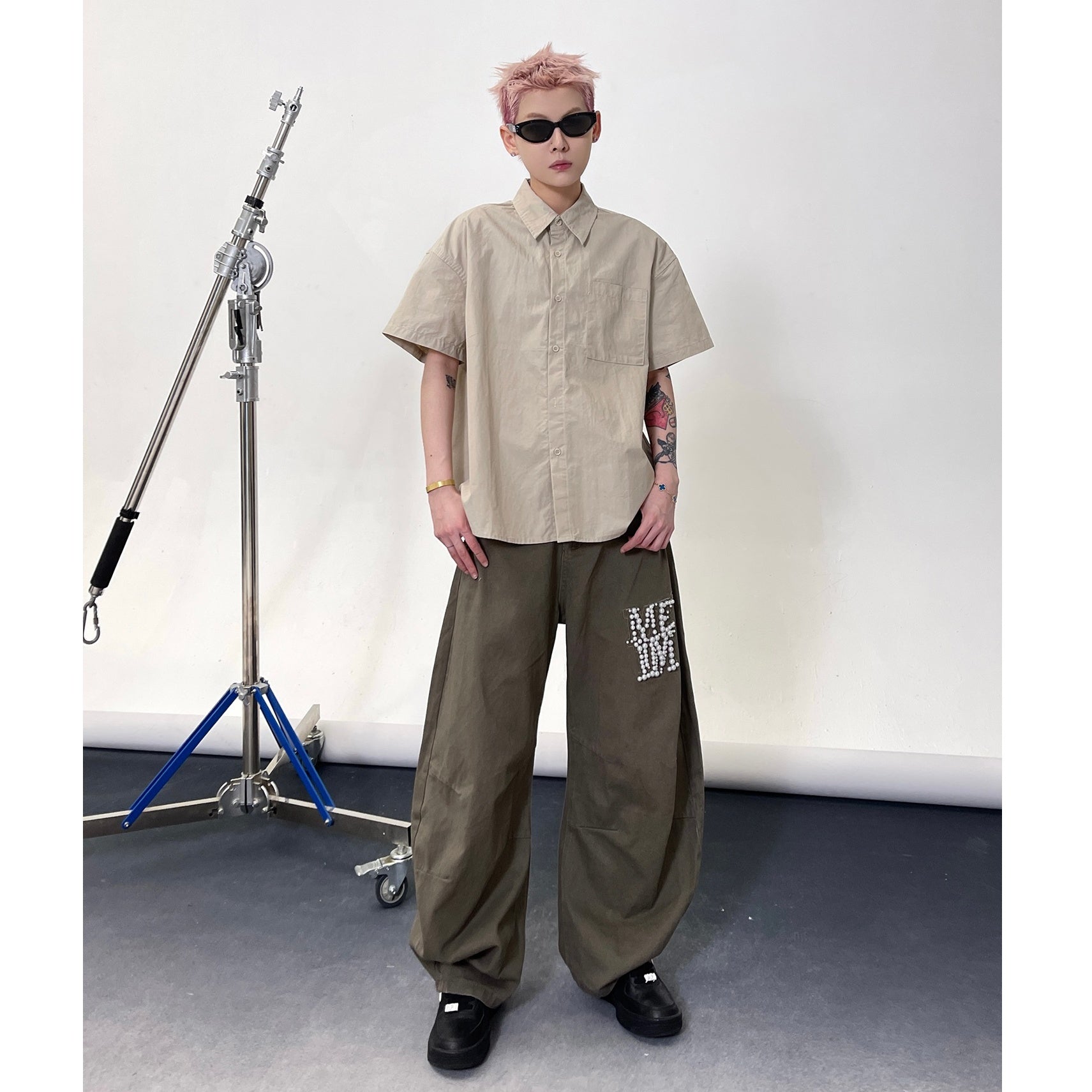 Solid Color Short Sleeve Shirt EAT135
