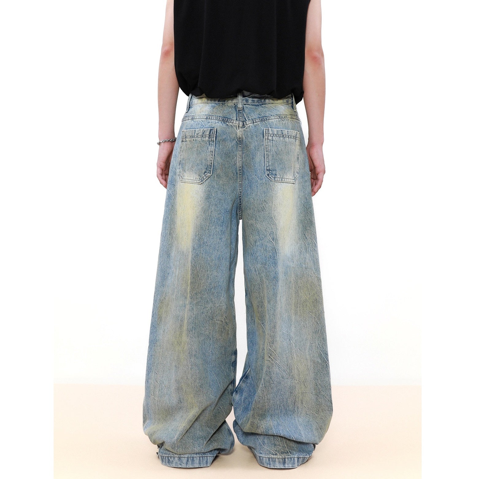 Deconstructed Stitched Wide-leg Dad Jeans MB7046