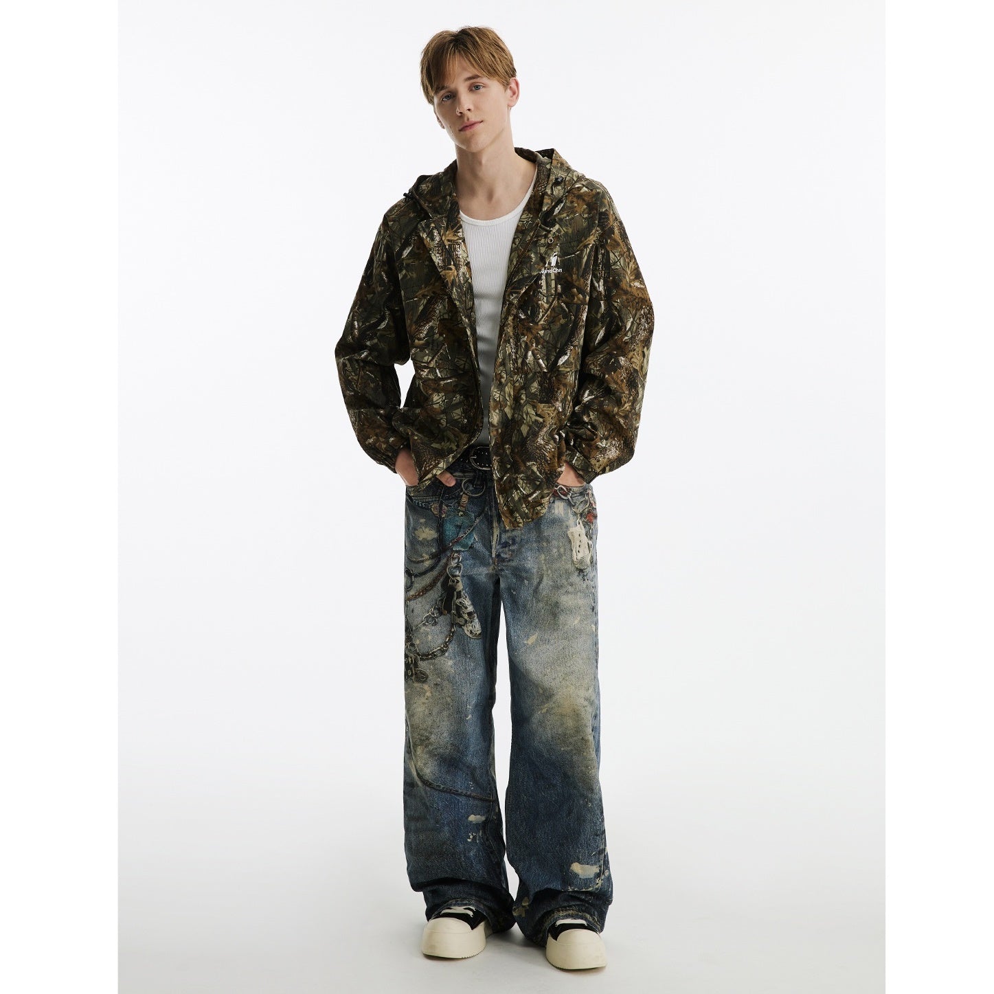 Camouflage Leaf Pattern Loose Hooded Jacket MB7177