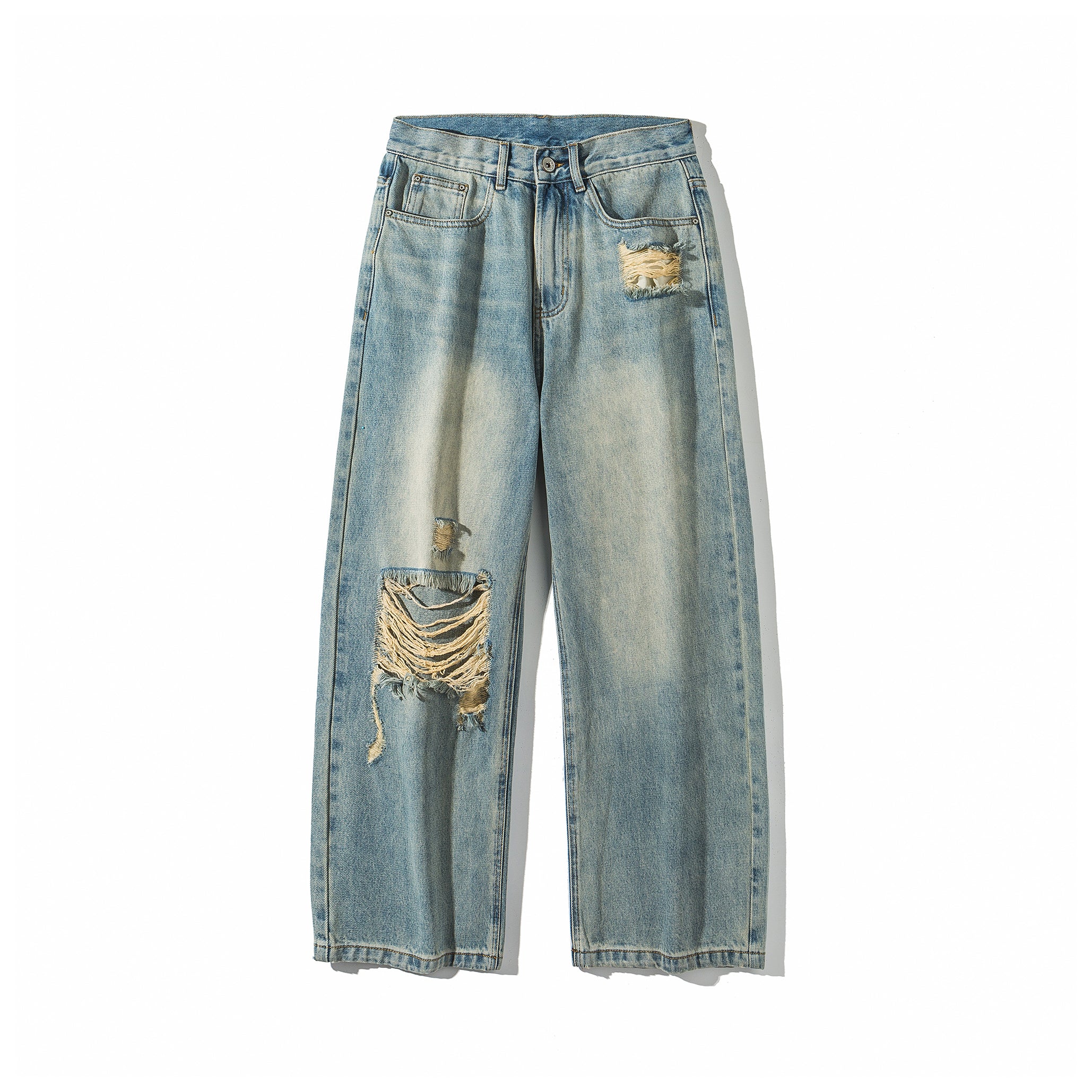 Wash Distressed Ripped Loose Jeans NA7008