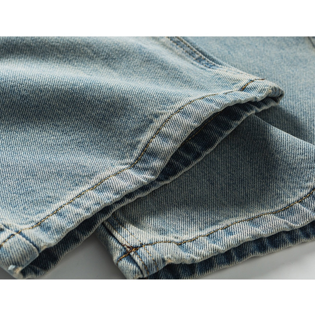 Wash Distressed Ripped Loose Jeans NA7008