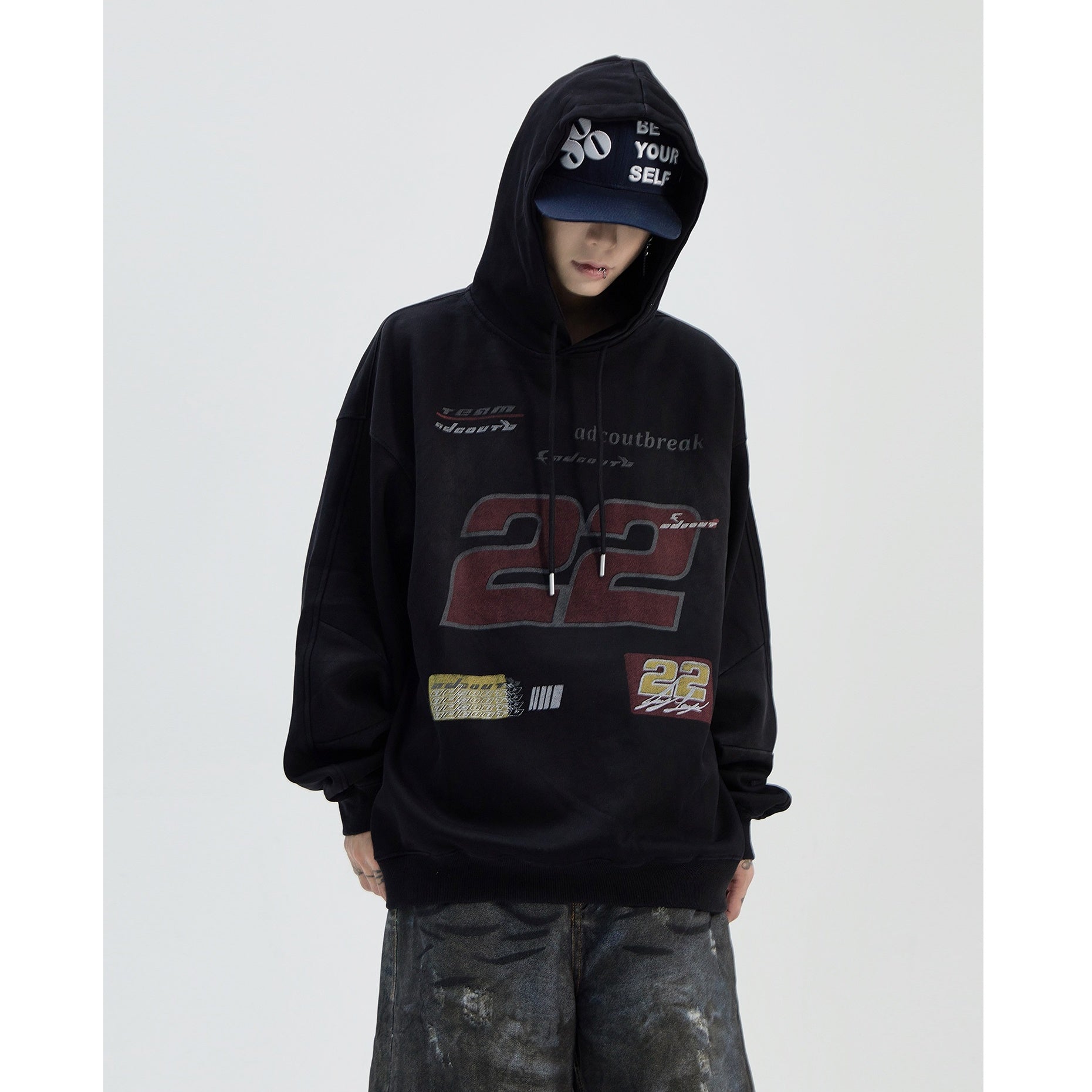 Dirty Print Lettering Hoodie MB7155