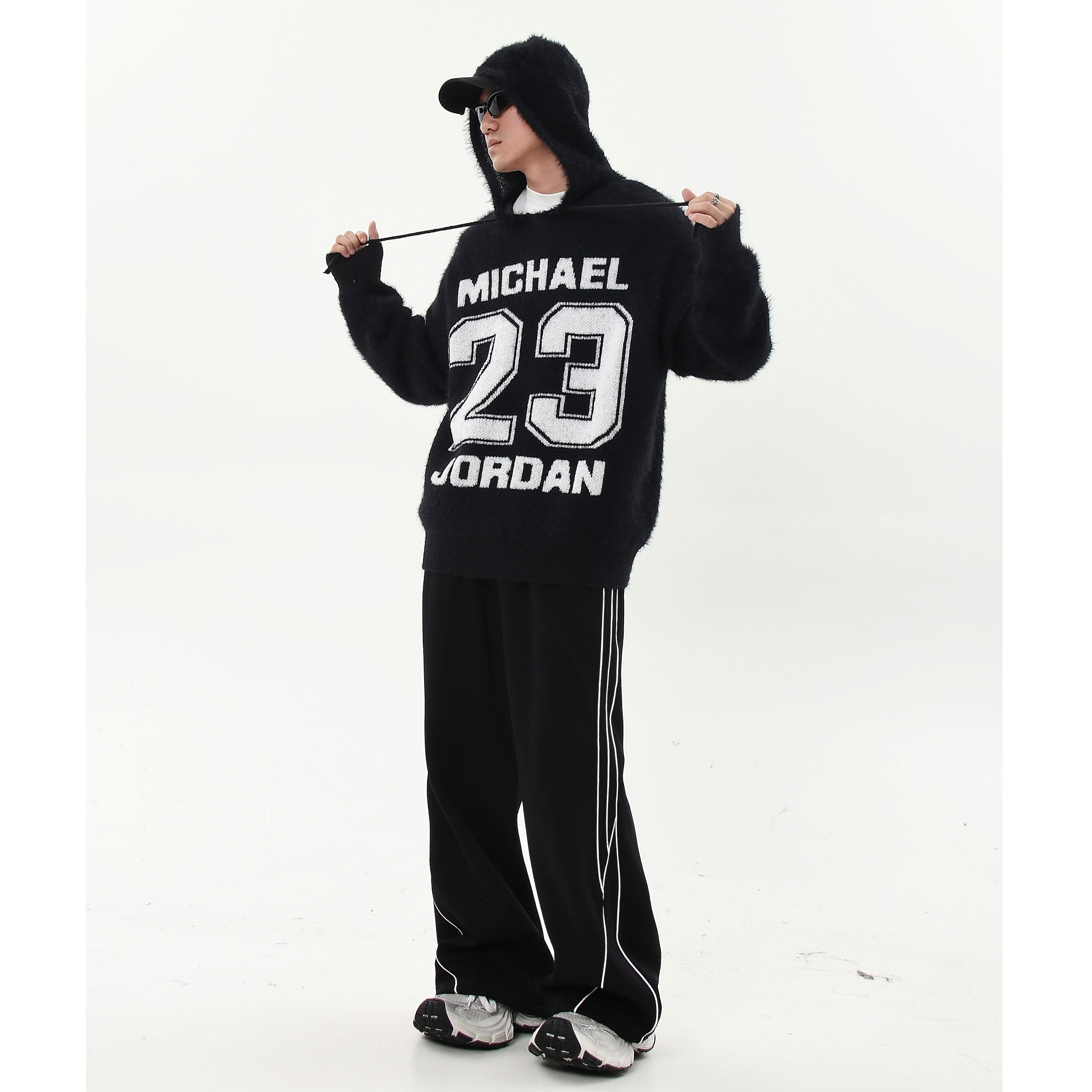 Sporty Alphabet Shaggy Knitted Hoodie MB7214