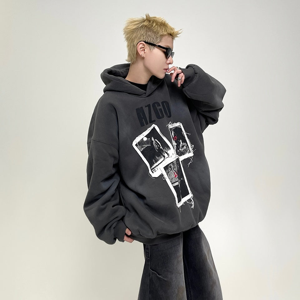 Patch Embroidered Sweat Hoodie EAT040