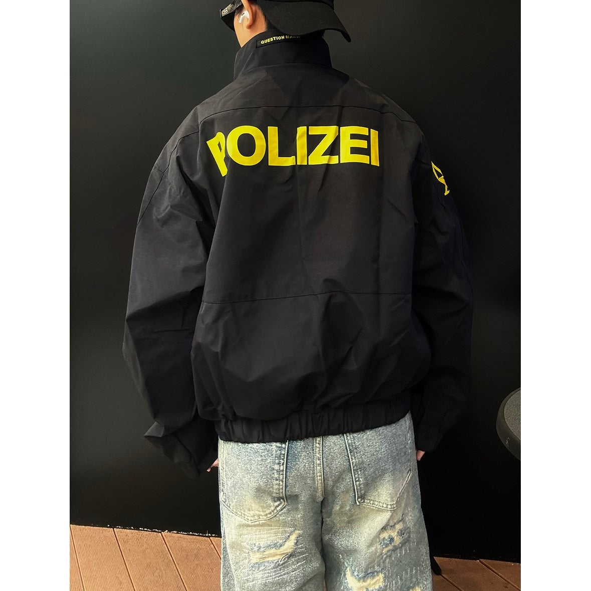 Stand-Collar Back Logo Street Short Jacket MB7163