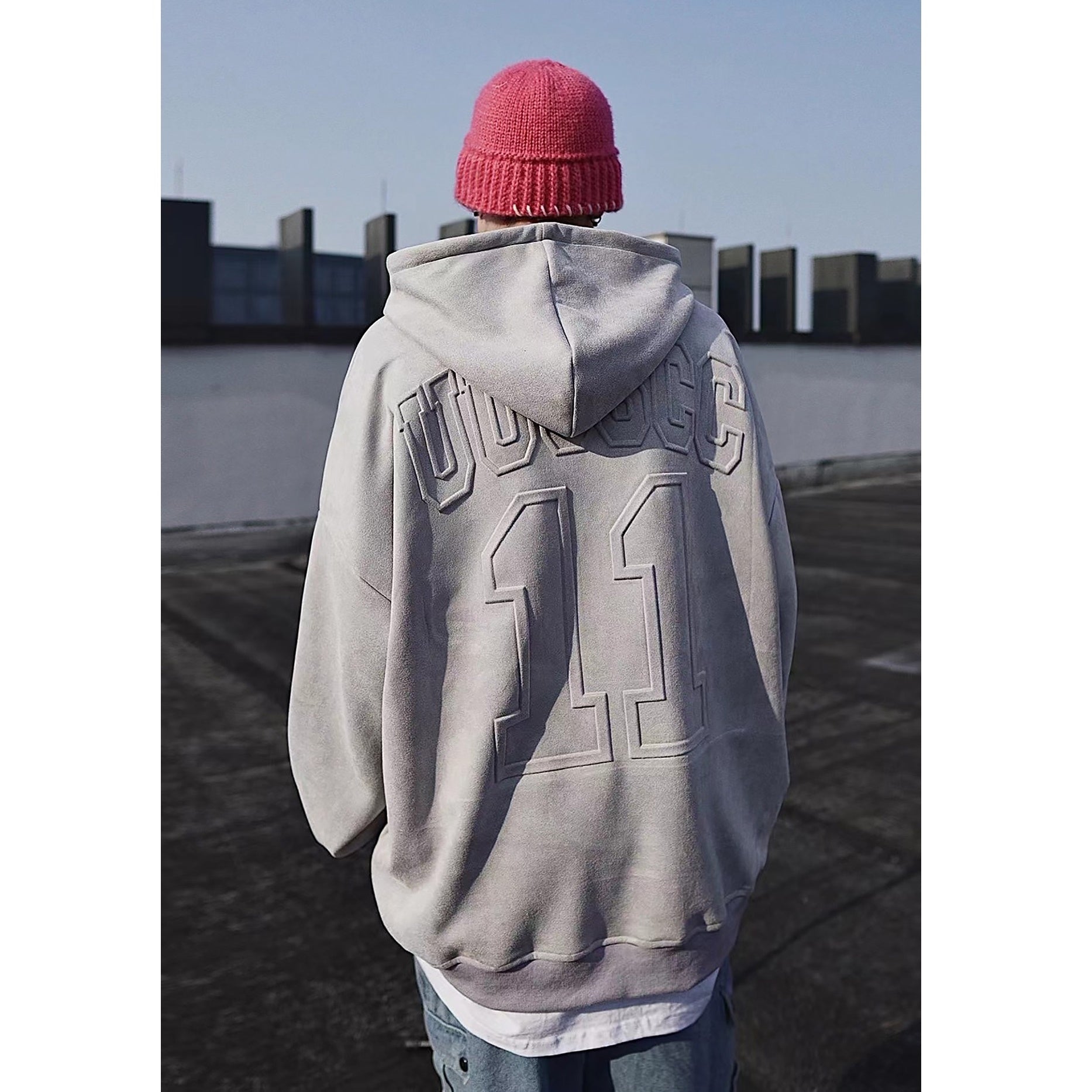 Letter-embossed Oversize Hoodie UU7003