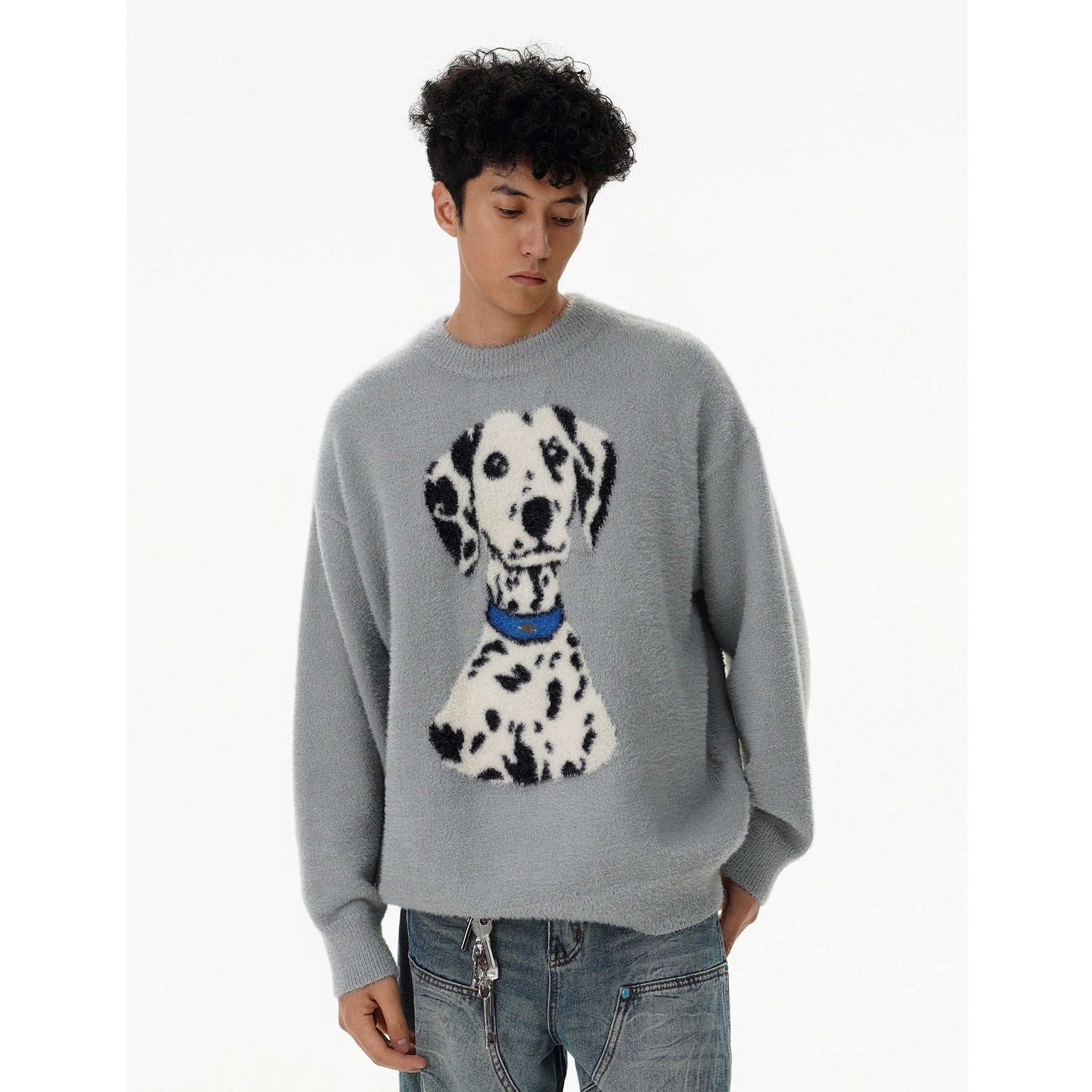 Dalmatian Jacquard Fluffy Knitted Sweater MB7282