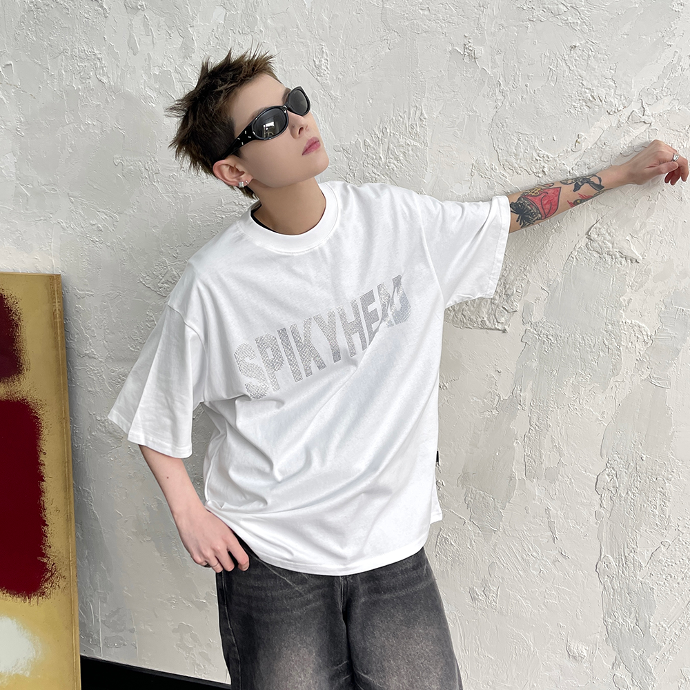 RhineStone Letter Print T-Shirt EAT106