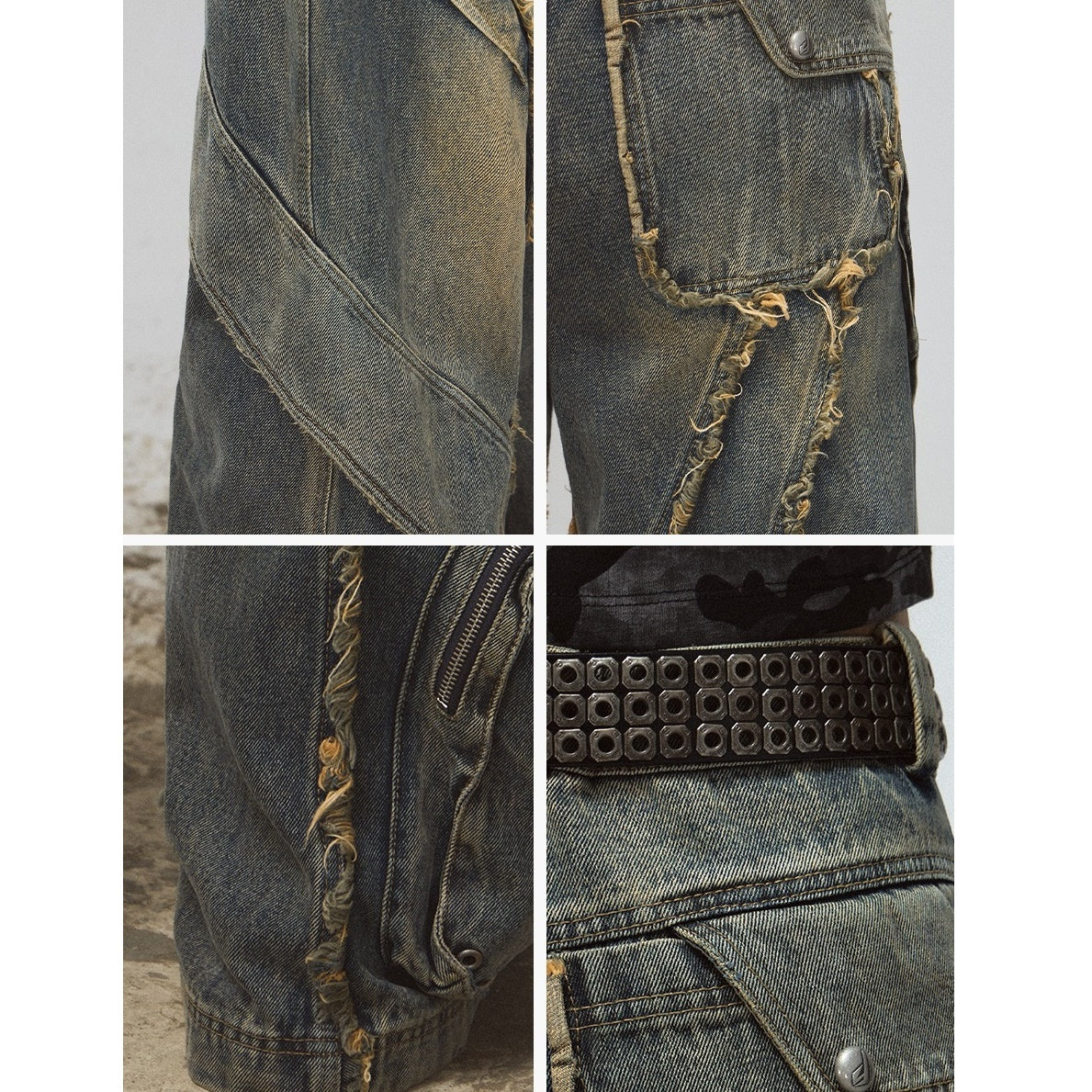 Heavy Industries Destruction Raw Edge Panelled Jeans MB7065