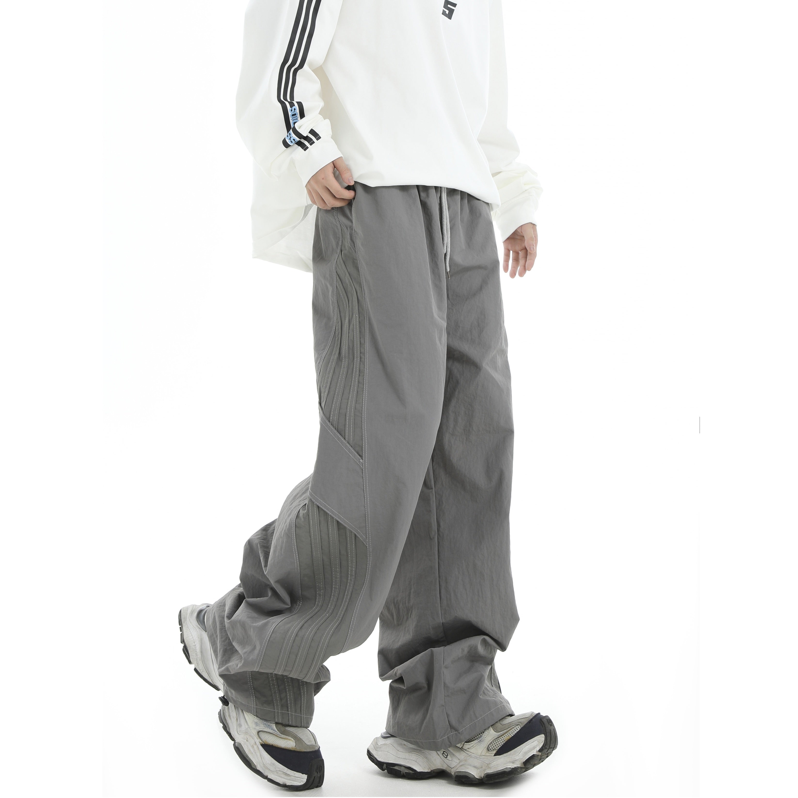 Stitched Striped Casual Paratrooper Pants IN7037