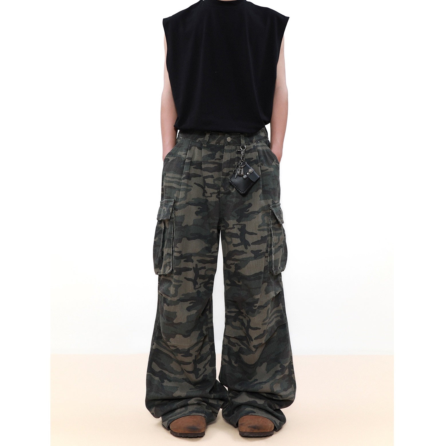 Wide-leg Straight Camouflage Cargo Pants MB7042