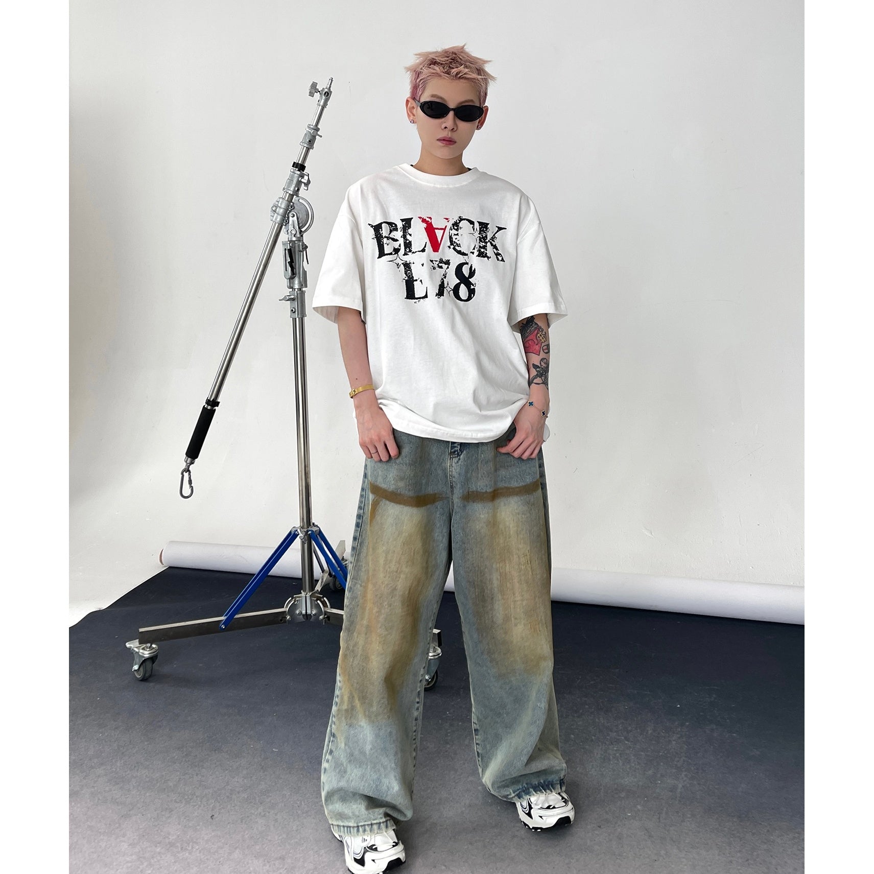 Rubbing Letter Print T-shirt EAT128