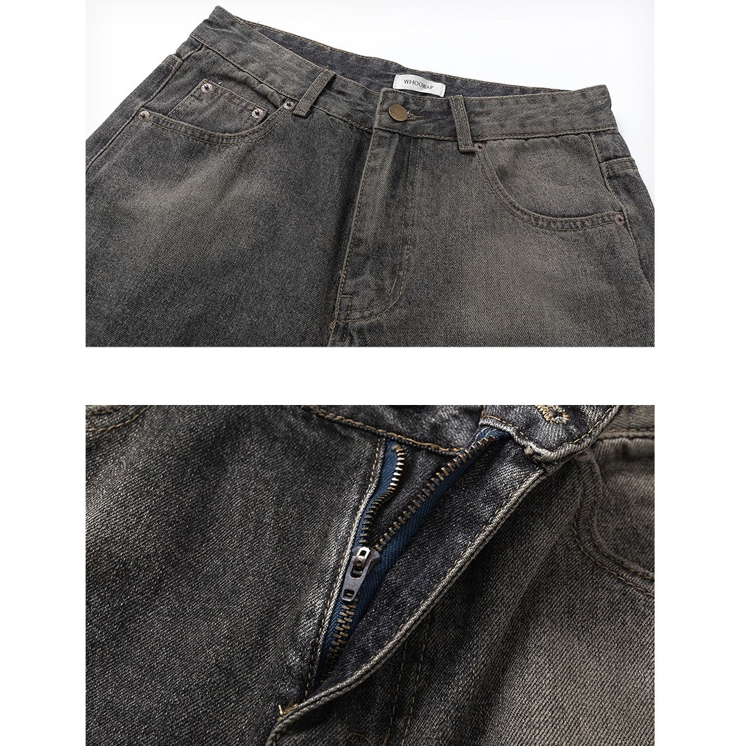 Washed Old High Street Loose Straight Jeans MB7043