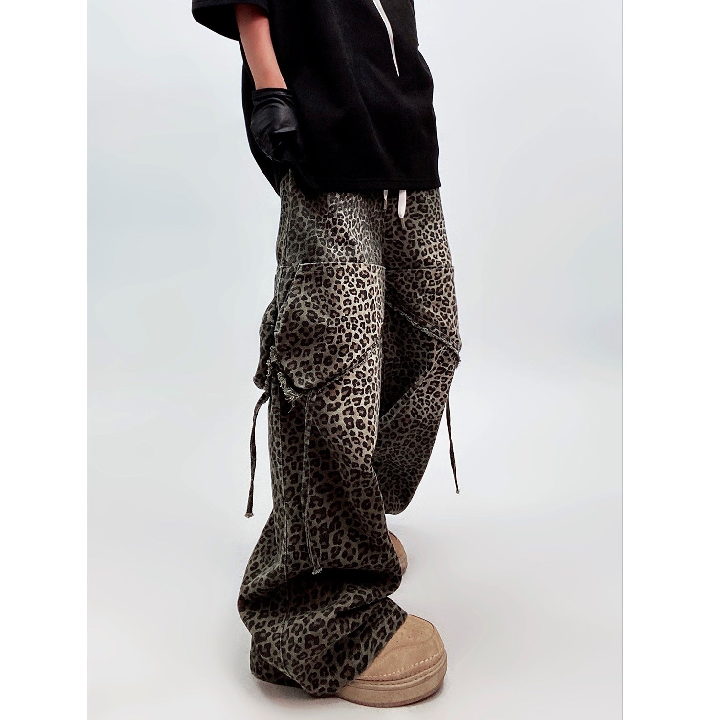 Loose Straight Leopard Print Jeans UU7002