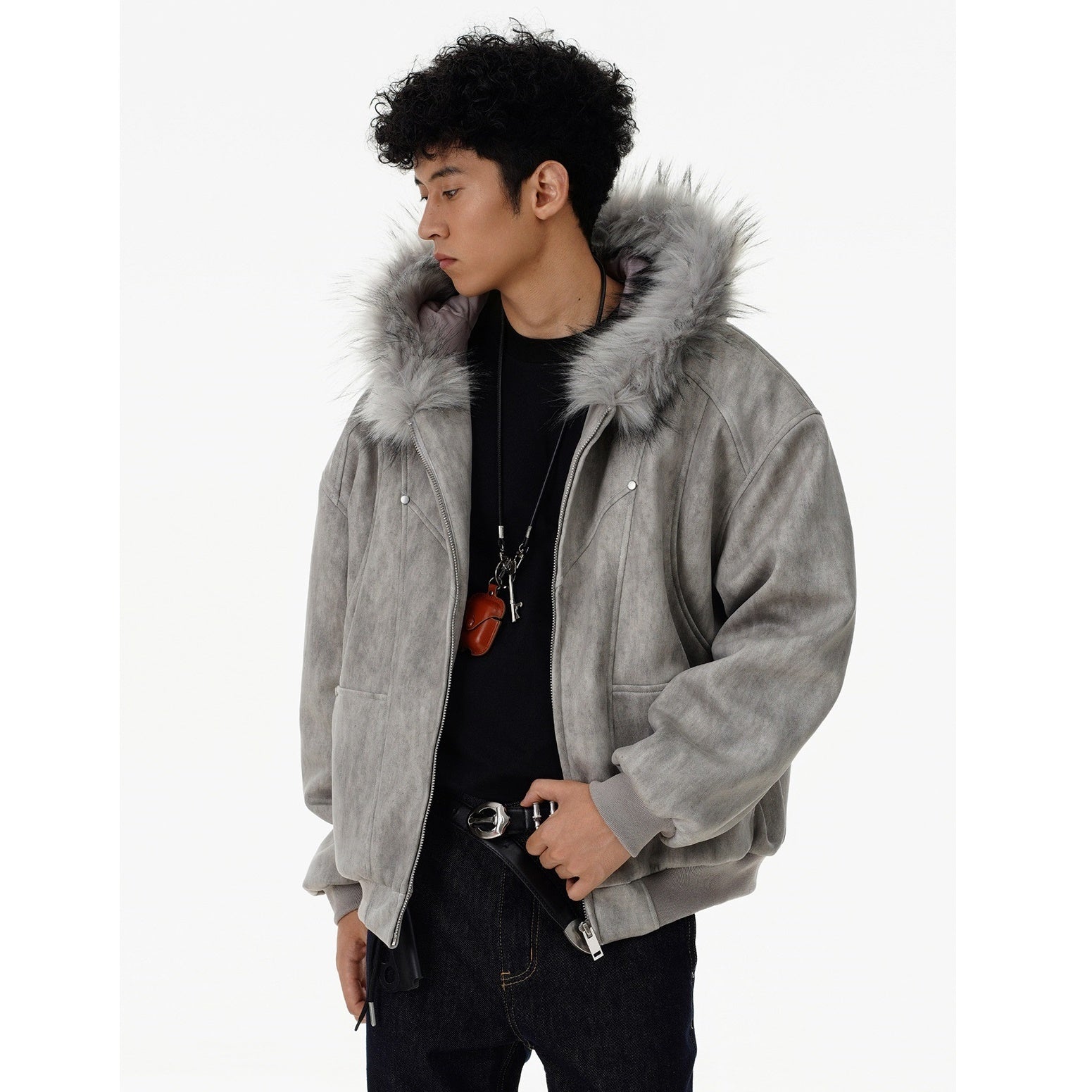 Dirty Fur Collar Hooded Jacket MB7283