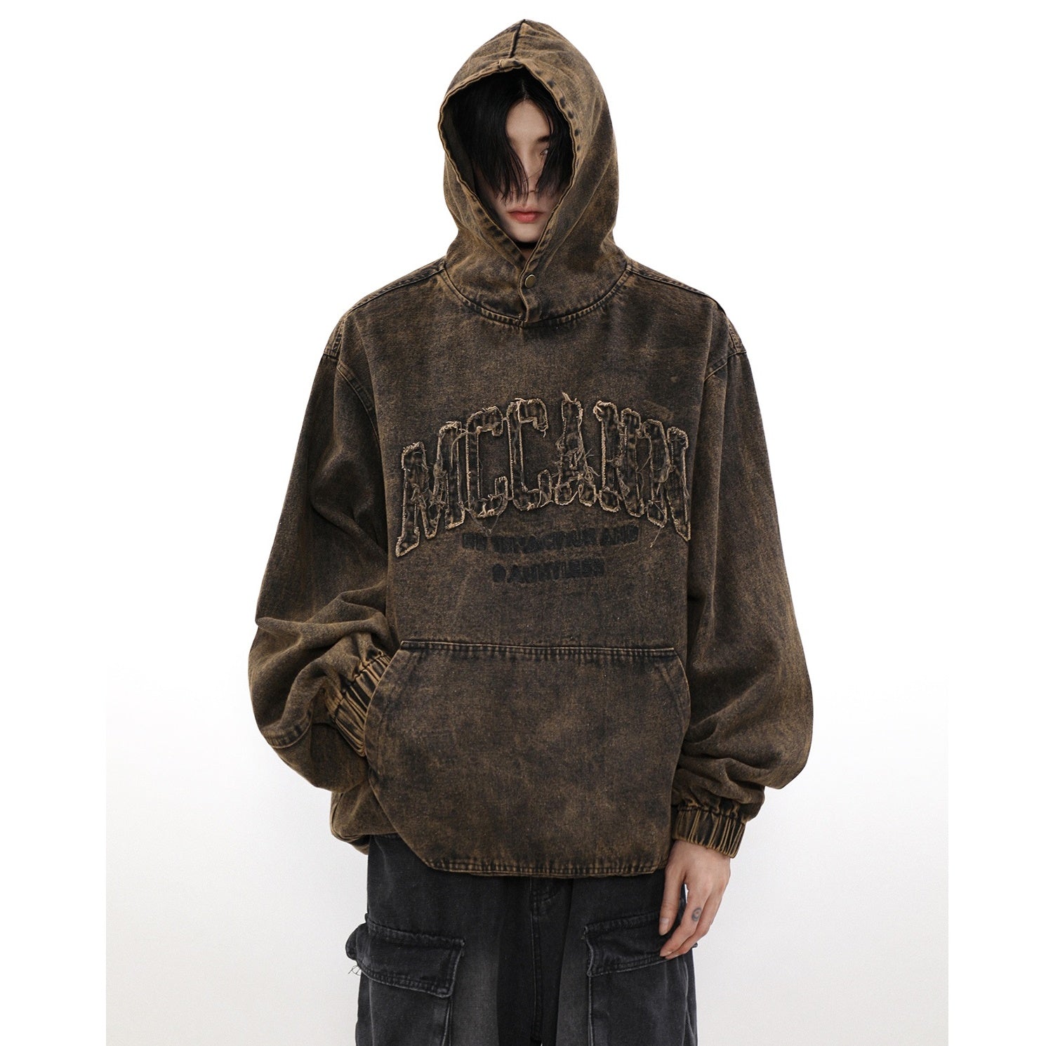 Distressed Wash Denim Hoodie MB7081